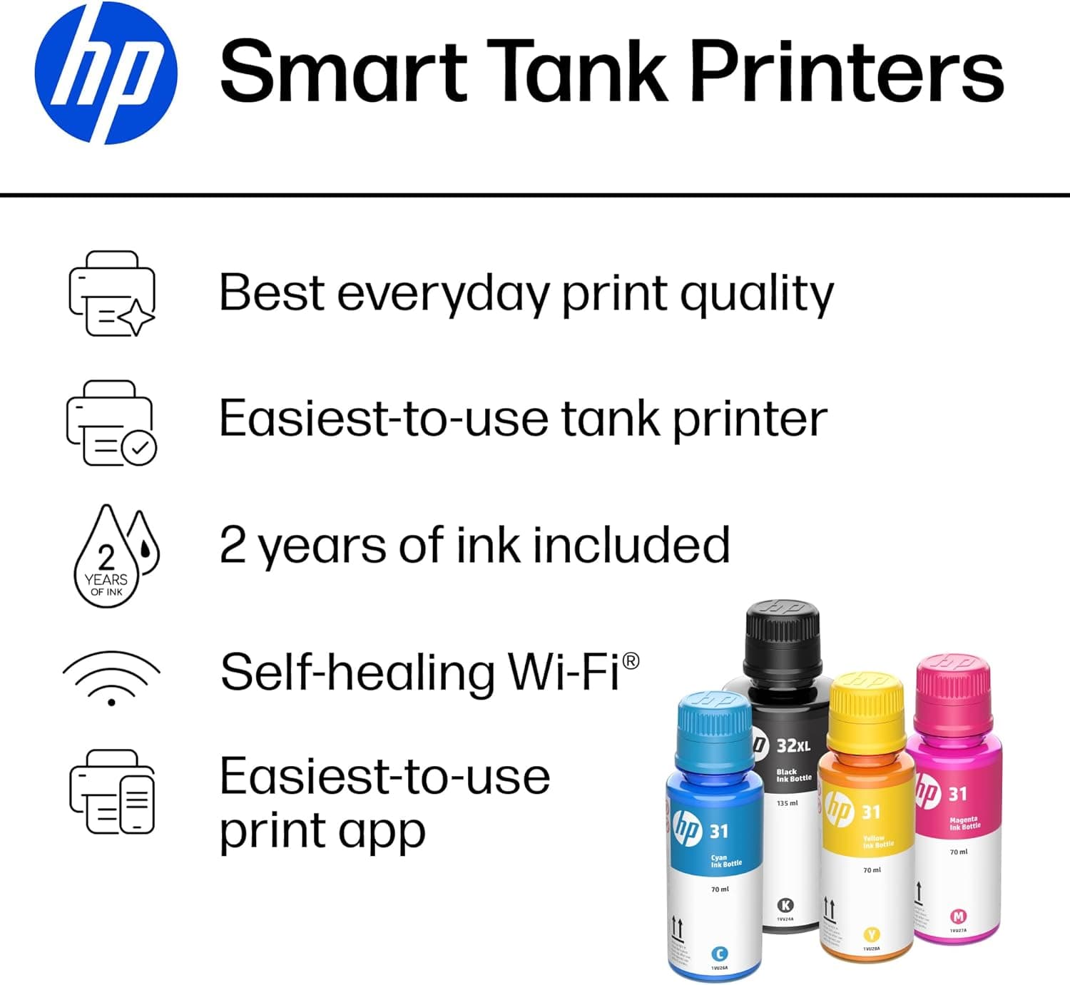 HP Smart Tank 7001 Wireless All-in-One Ink Tank Printer, Scanner, Copier with 2 Years of Ink Included, Best-for-Home Office, Cartridge-Free Refillable, AI-Enabled (28B49A) - Image 2