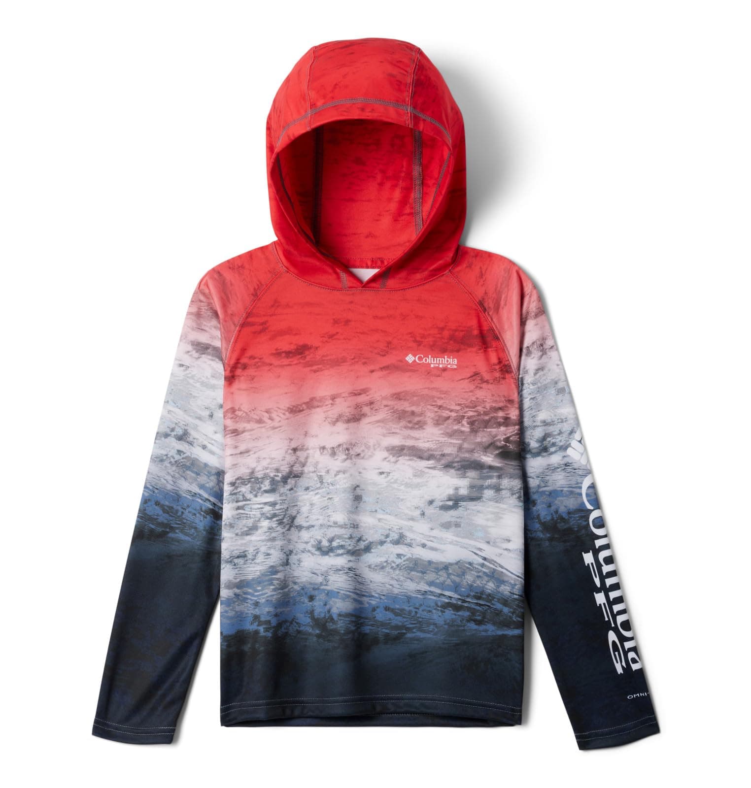 Columbia Boys' Super Terminal Tackle Hoodie X-Large Red Spark Deepsea Fade