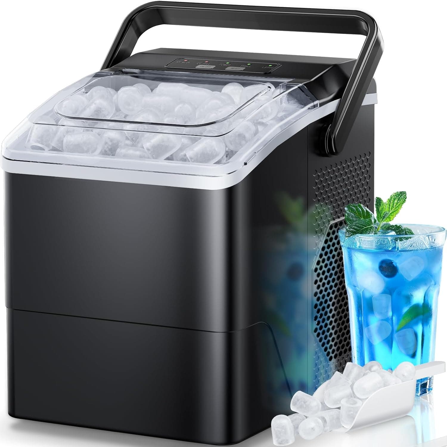 Ice Maker Countertop, 9 Cubes Ready in 6 Mins, 26 lbs per Day, Ice Machine with 2 Ice Sizes and Self-Cleaning, Portable Ice Maker with Handle for Home, Kitchen, Camping, RV, Office, Black - Image 7