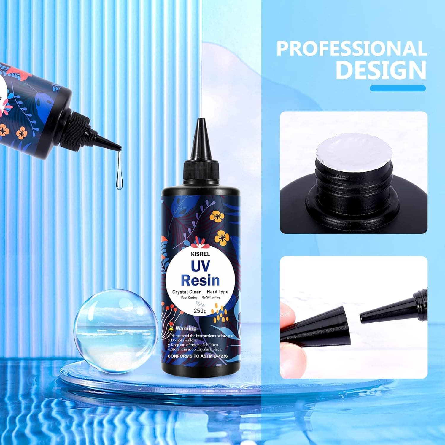 KISREL UV Resin 1000g - Upgraded Hard Type Crystal Clear Ultraviolet Curing UV Epoxy Resin for Craft Jewelry Making UV1000g - Image 4