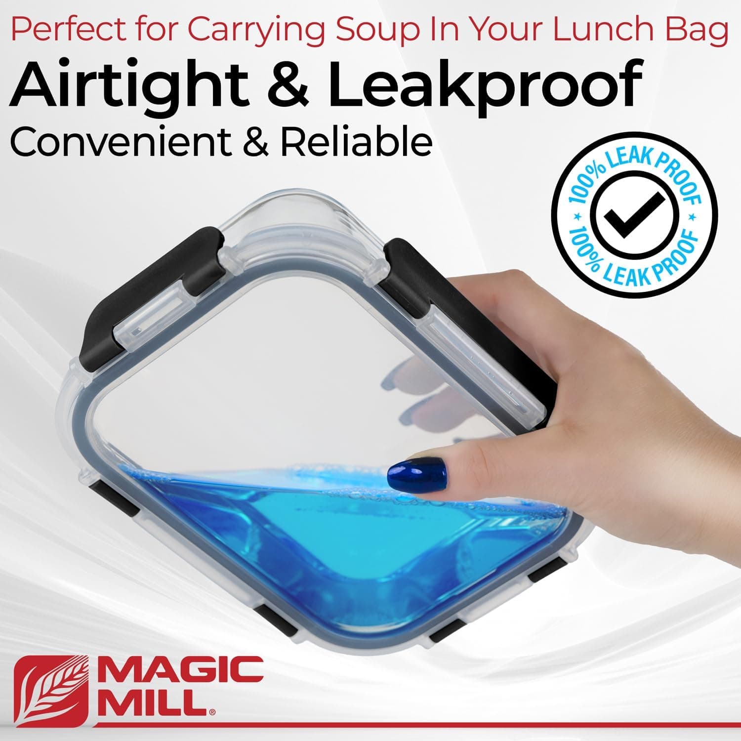 Magic Mill Borosilicate Glass Food Storage Containers with lids Set | Ultimate 24pc Sets with 12 Bowls & 12 Airtight Locking Lids for Lunch & Meal Prep, Safe for Oven, Freezer, Dishwasher, BPA-Free Black - Image 6