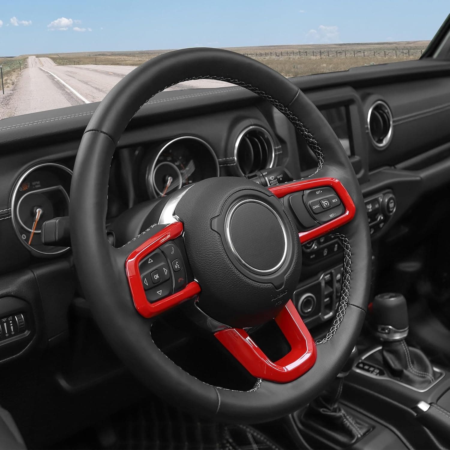 RT-TCZ for Wrangler JL Steering Wheel Trim Decal Panel Red for Jeep Wrangler JL JLU 2018 up for Gladiator JT 2020 up Red Interior Accessories 3pcs - Image 9