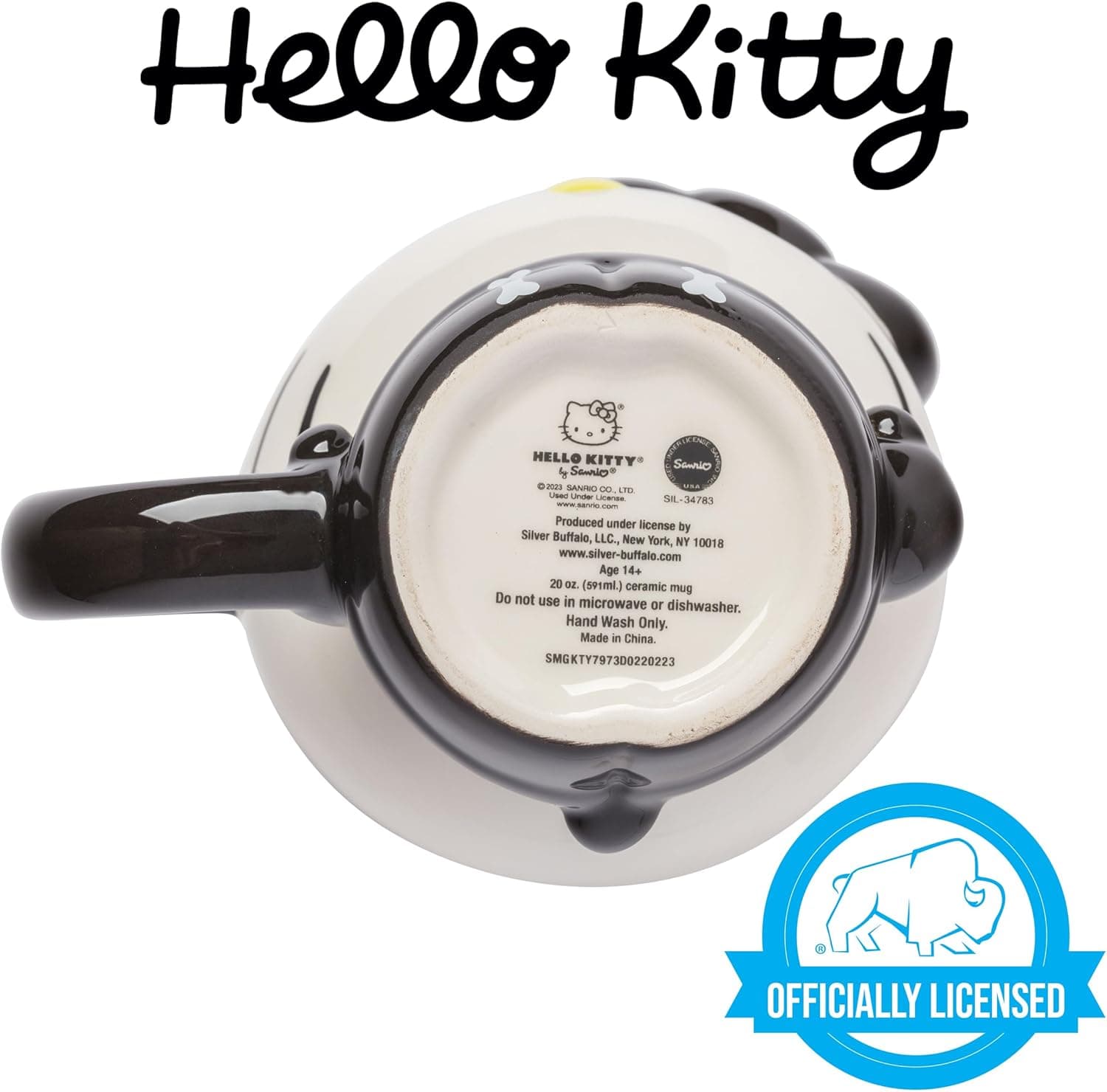 Silver Buffalo Sanrio Hello Kitty 万圣节骷髅服装陶瓷3D雕刻杯，20盎司 - Image 6