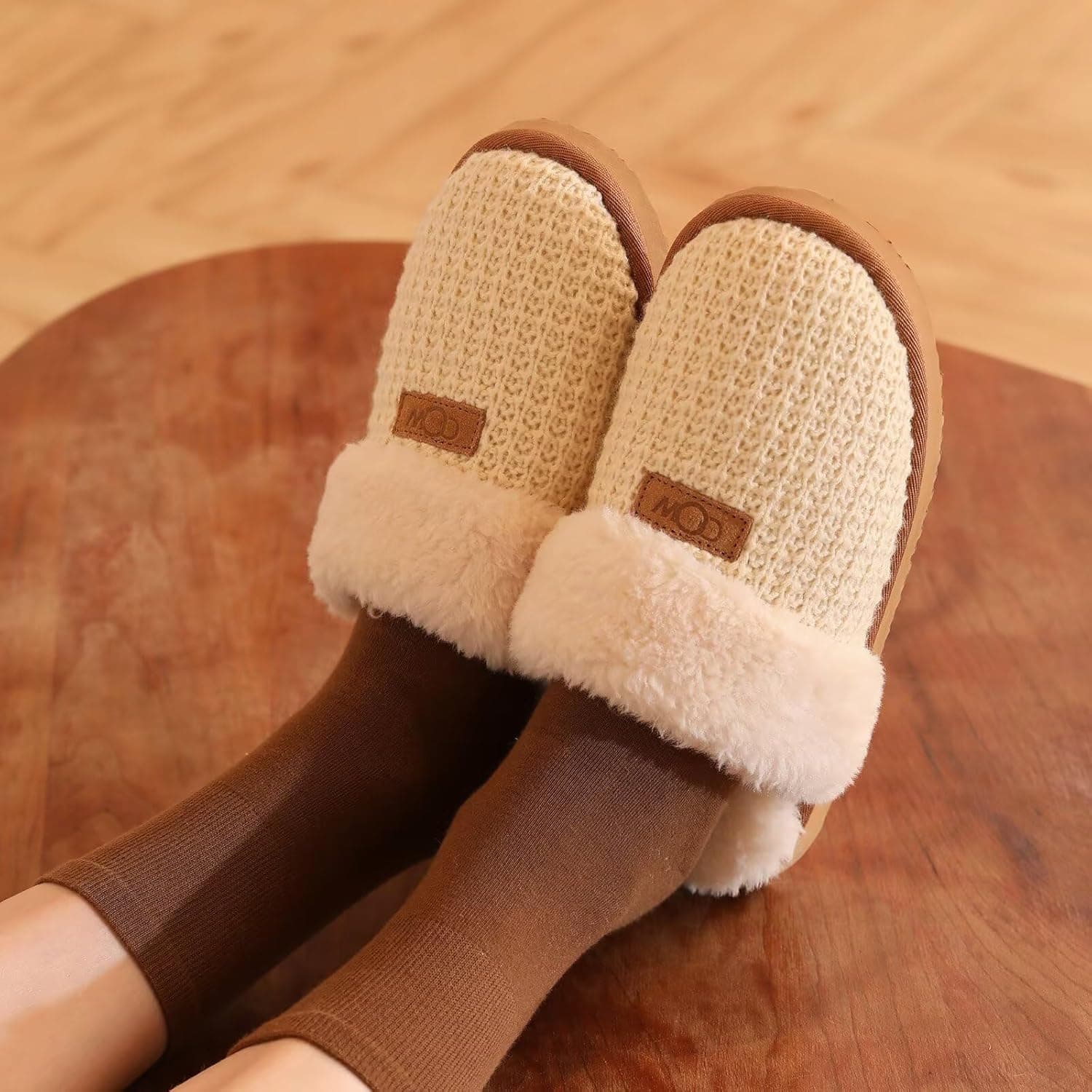 OOW Cozy House Slippers for Women with Memory Foam Soft Warm Fuzzy Slippers Women Home Womens Slipper Shoes for Indoor 8 Cream - Image 7
