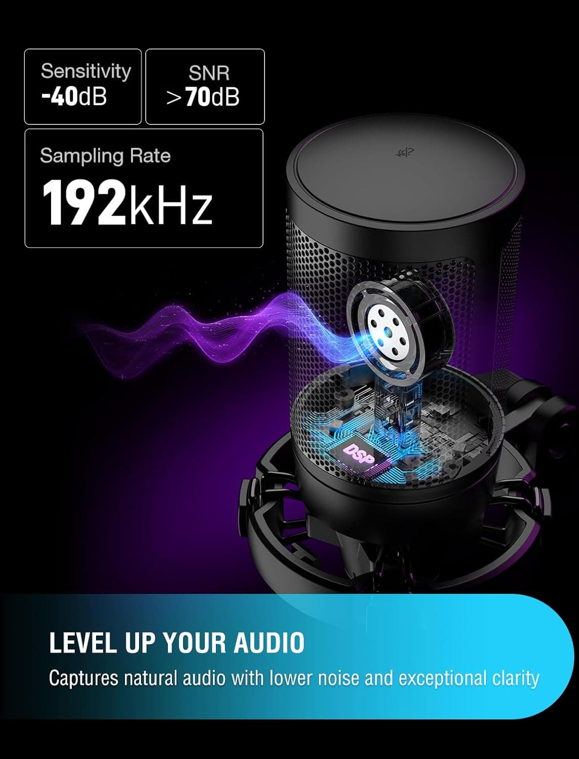 Micrófono USB para Gaming FIFINE para PC PS5, Micrófono de Condensador con Silencio Rápido, Indicador RGB, Soporte de Trípode, Filtro Antipop, Montaje de Choque, Control de Ganancia para Streaming Discord Twitch Podcasts Videos - AmpliGame Negro - Image 3