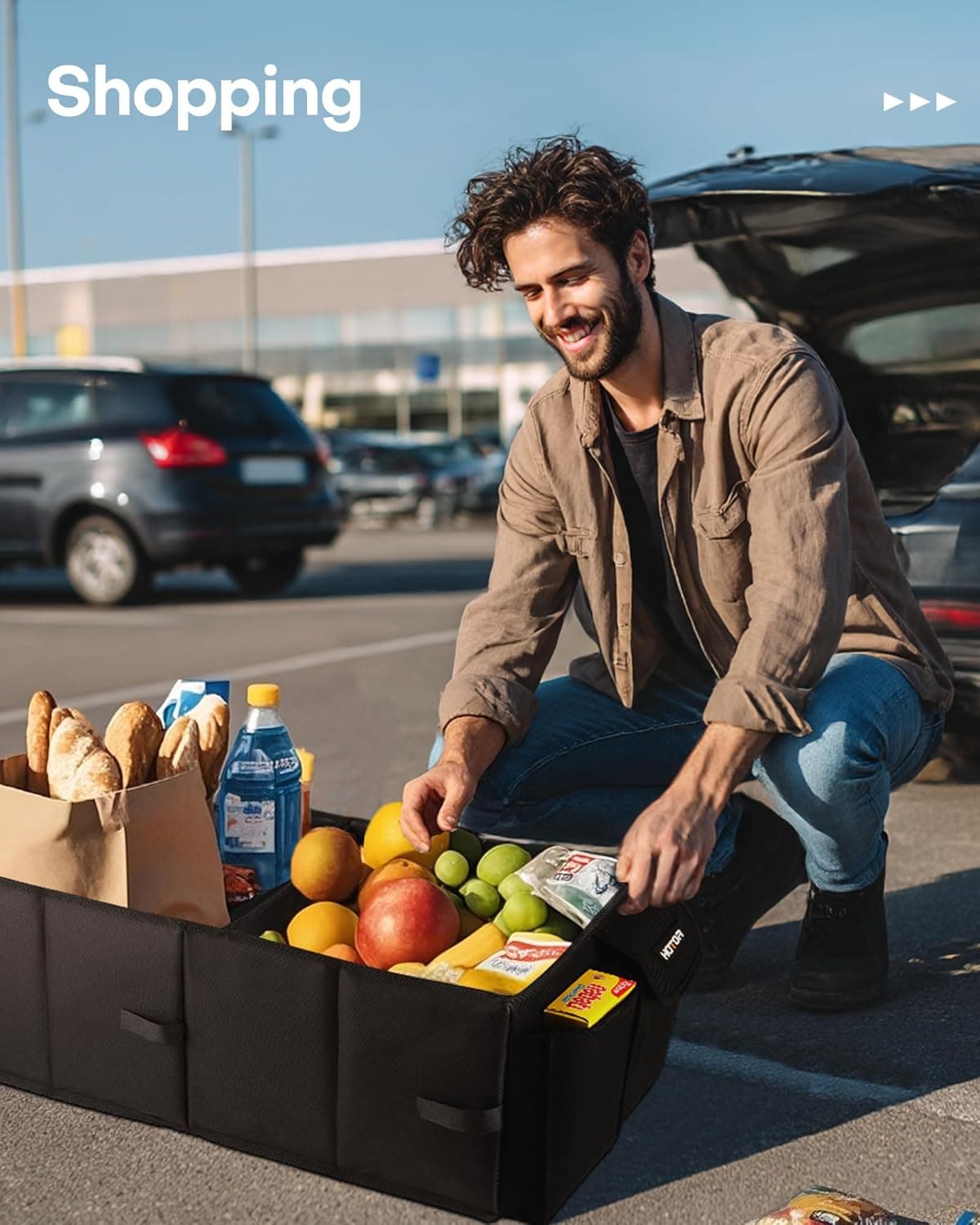 HOTOR Trunk Organizer - Car Organizer, Foldable Trunk organizer for SUVs & Sedans, Sturdy Car Organization for Car Accessories, Tools, Sundries, Black, 2 Compartments, 21.3"×12.6"×10.6" Medium Black - Image 10