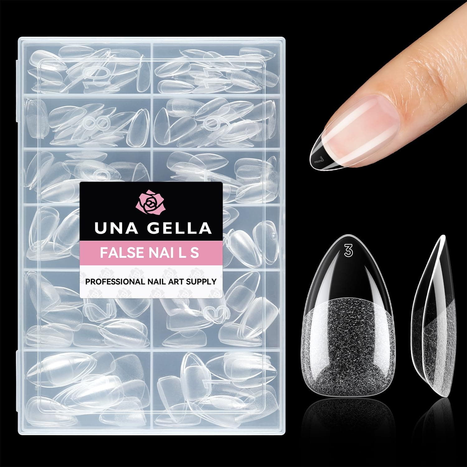 UNA GELLA Short Almond Fake Nails 216pcs Pre-shape Gel Acrylic Nail Tips for Full Cover Nail Extension Home DIY Nail Salon 12 Sizes Gelly Tips A-Short Almond - Image 2