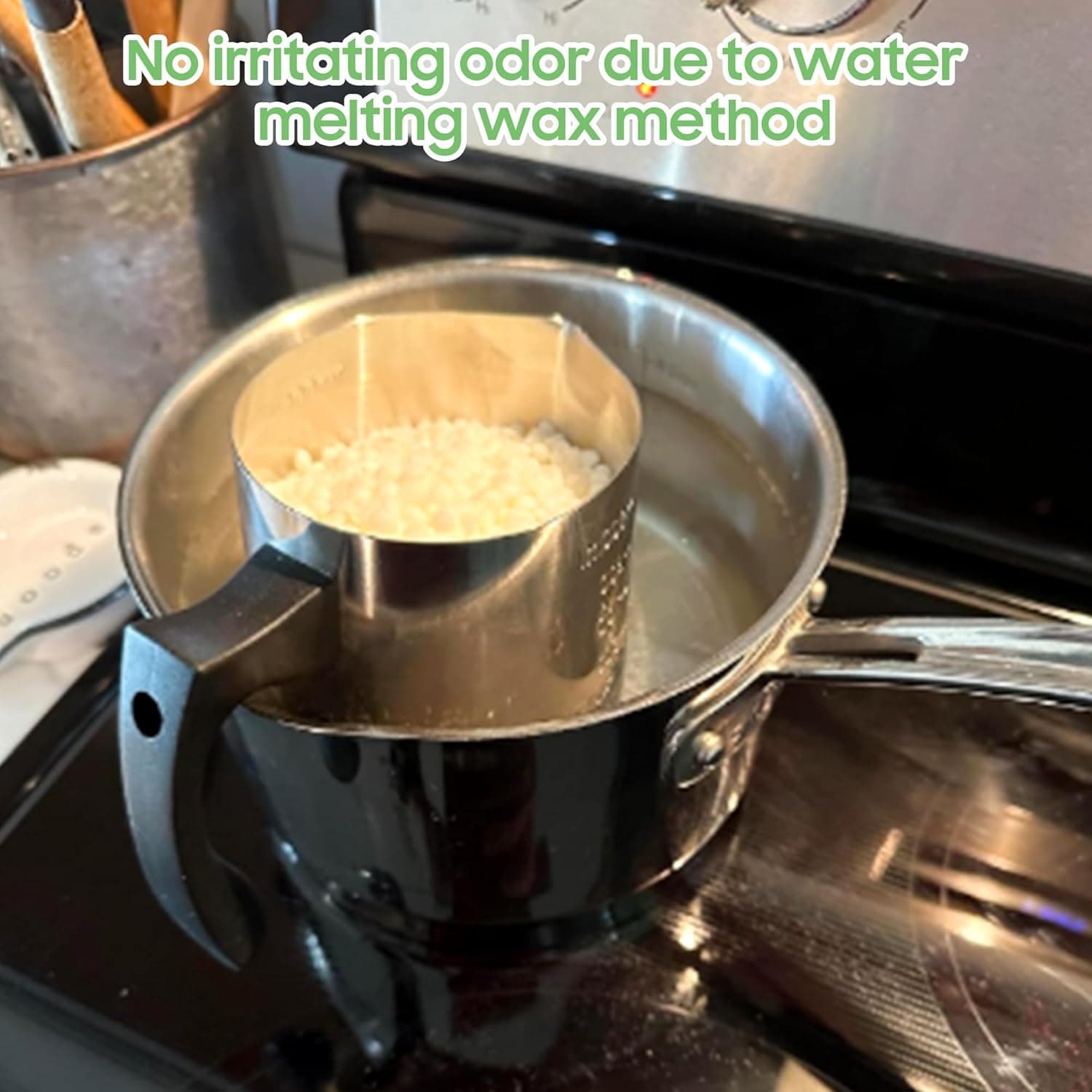 Ohcans 蜡烛制作套件，适合初学者，成人大豆蜡 DIY 蜡烛制作，配有 900ml 蜡烛倒入壶、蜡烛芯、蜡烛芯贴纸、蜡烛芯支架，初学者蜡烛制作套件 - Image 5