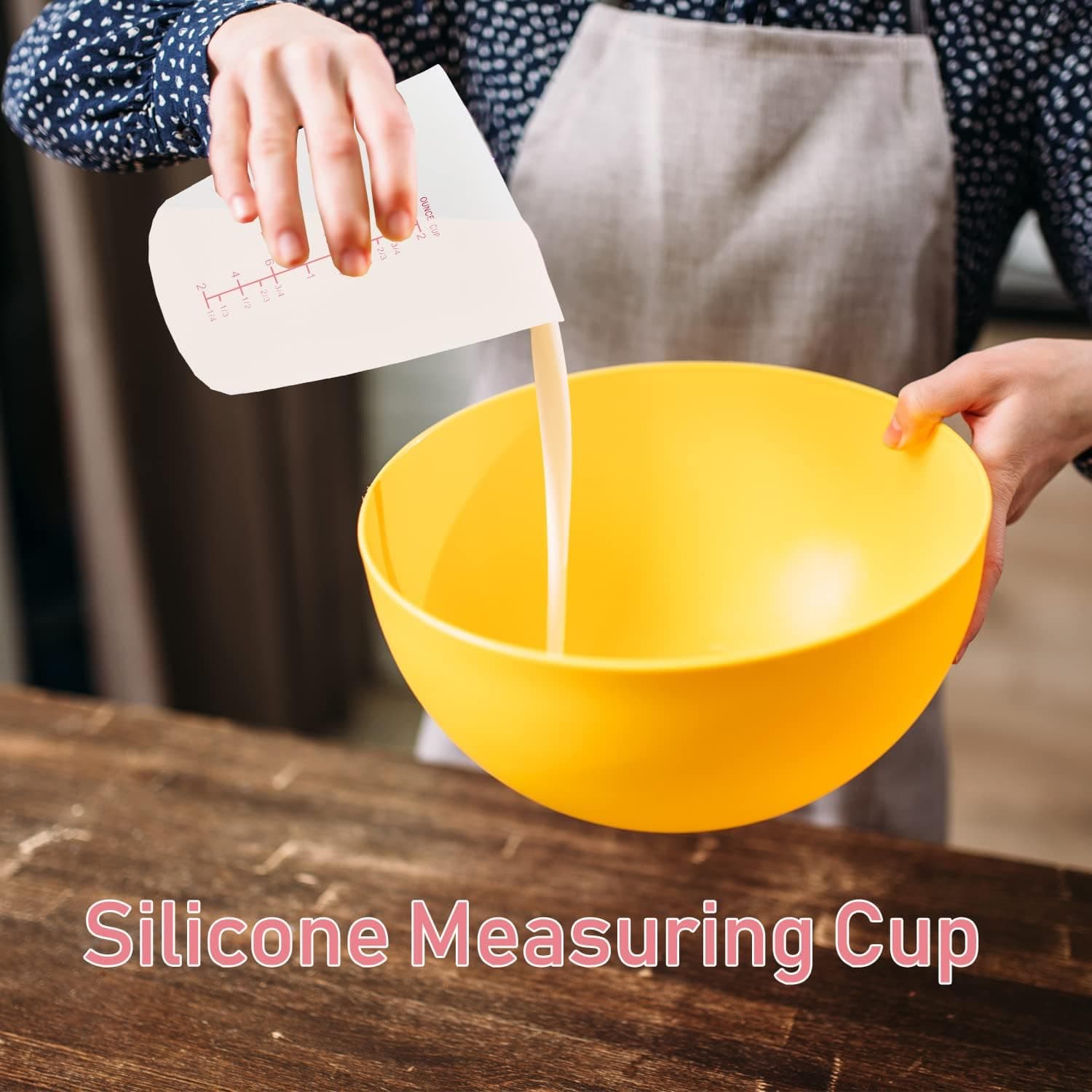 3 PCS Silicone Flexible Measuring Cups,Melting Cups for Epoxy Resin,Butter,Chocolate and More,2 Cup&1 Cup&1/2 Cup,Squeeze and Pour Silicone Measuring Cup with Marking Ounce/ML - Image 4