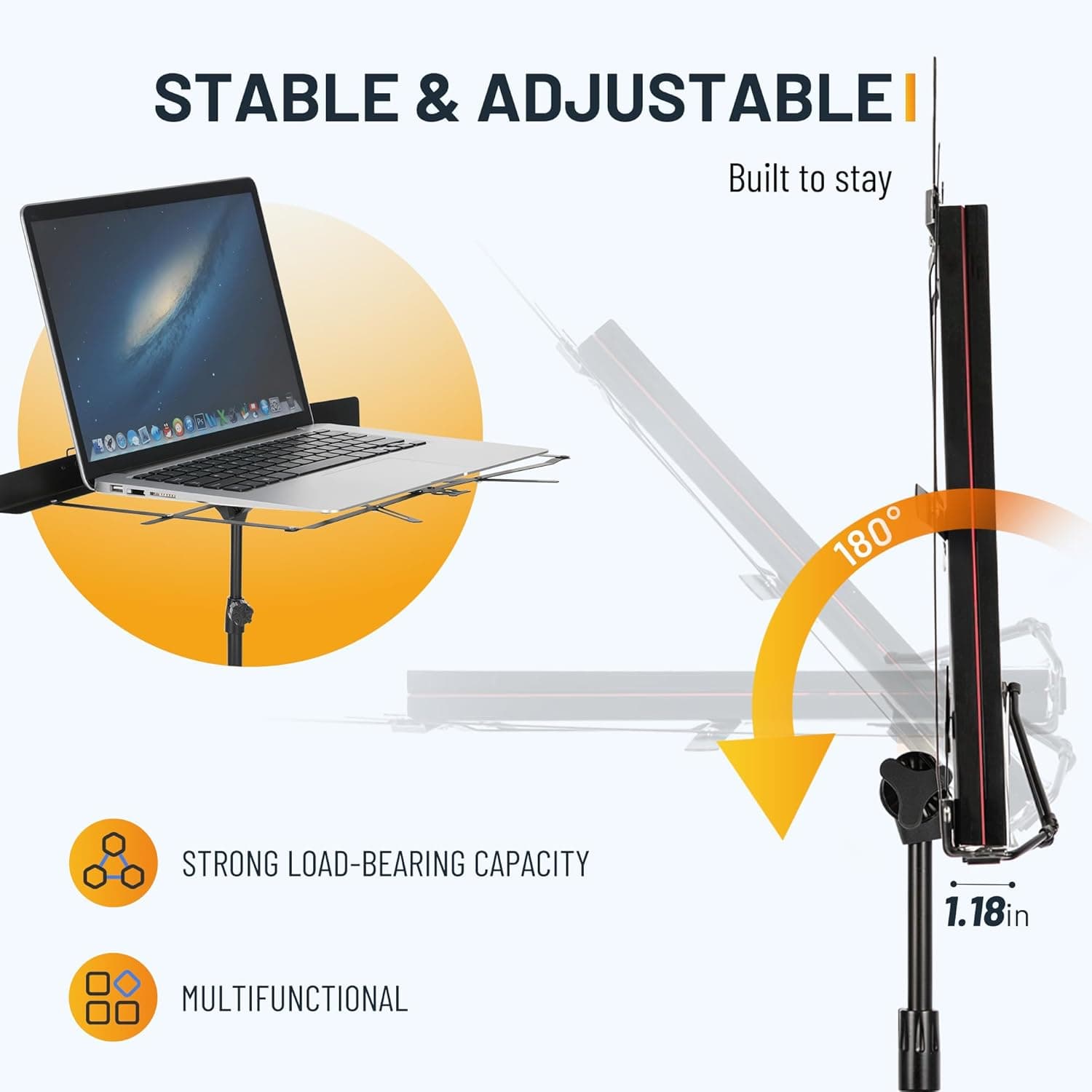 CAHAYA Portable Sheet Music Stand: Dual Use Desktop Book Holder Folding Lightweight Extra Stable Reinforced with Carrying Bag and Clip for Students Musicians Height Adjustable up to 54.3" CMS0204 Standard Version Black - Image 6