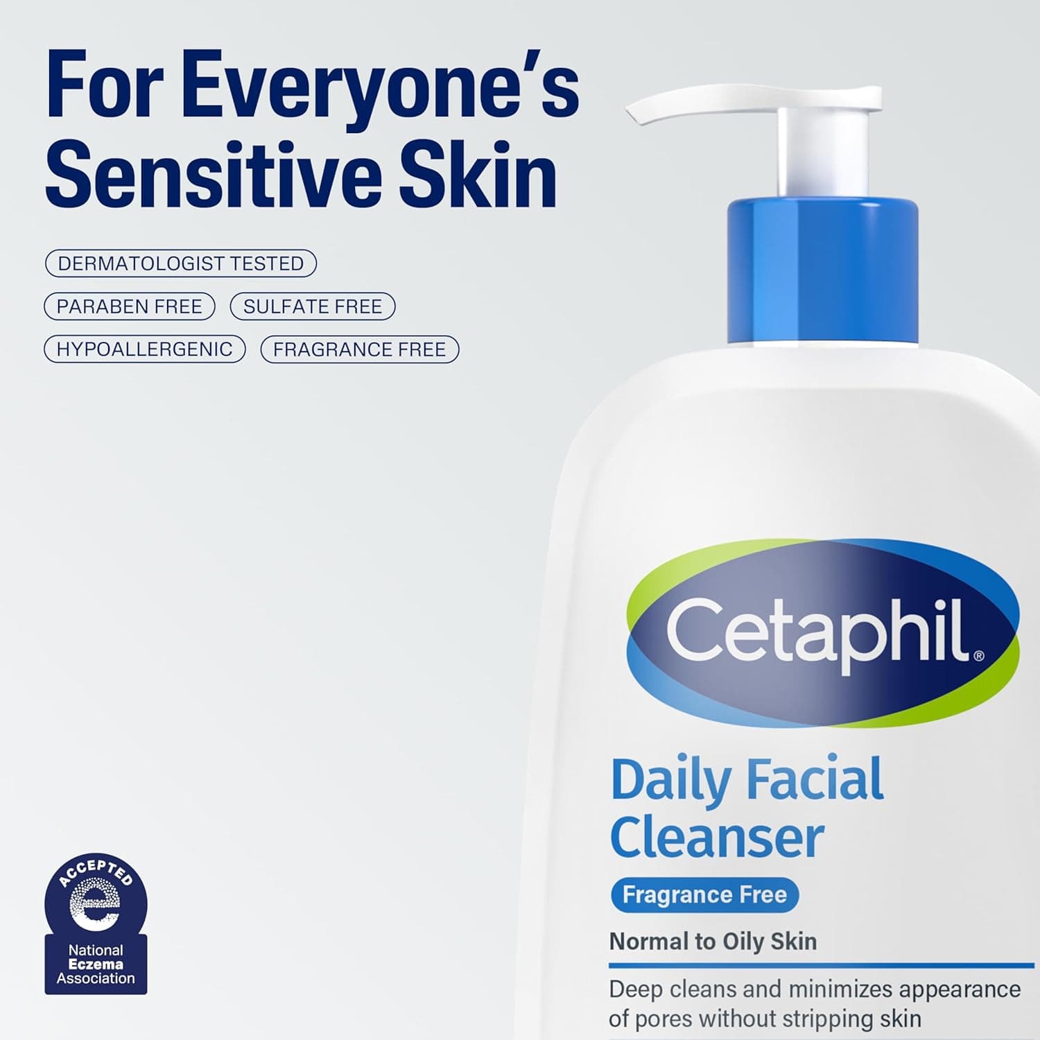 Cetaphil Face Wash, Daily Facial Cleanser for Sensitive, Combination to Oily Skin, 16 Oz, Fragrance Free, Gentle Foaming, Soap Free, Hypoallergenic - Image 9