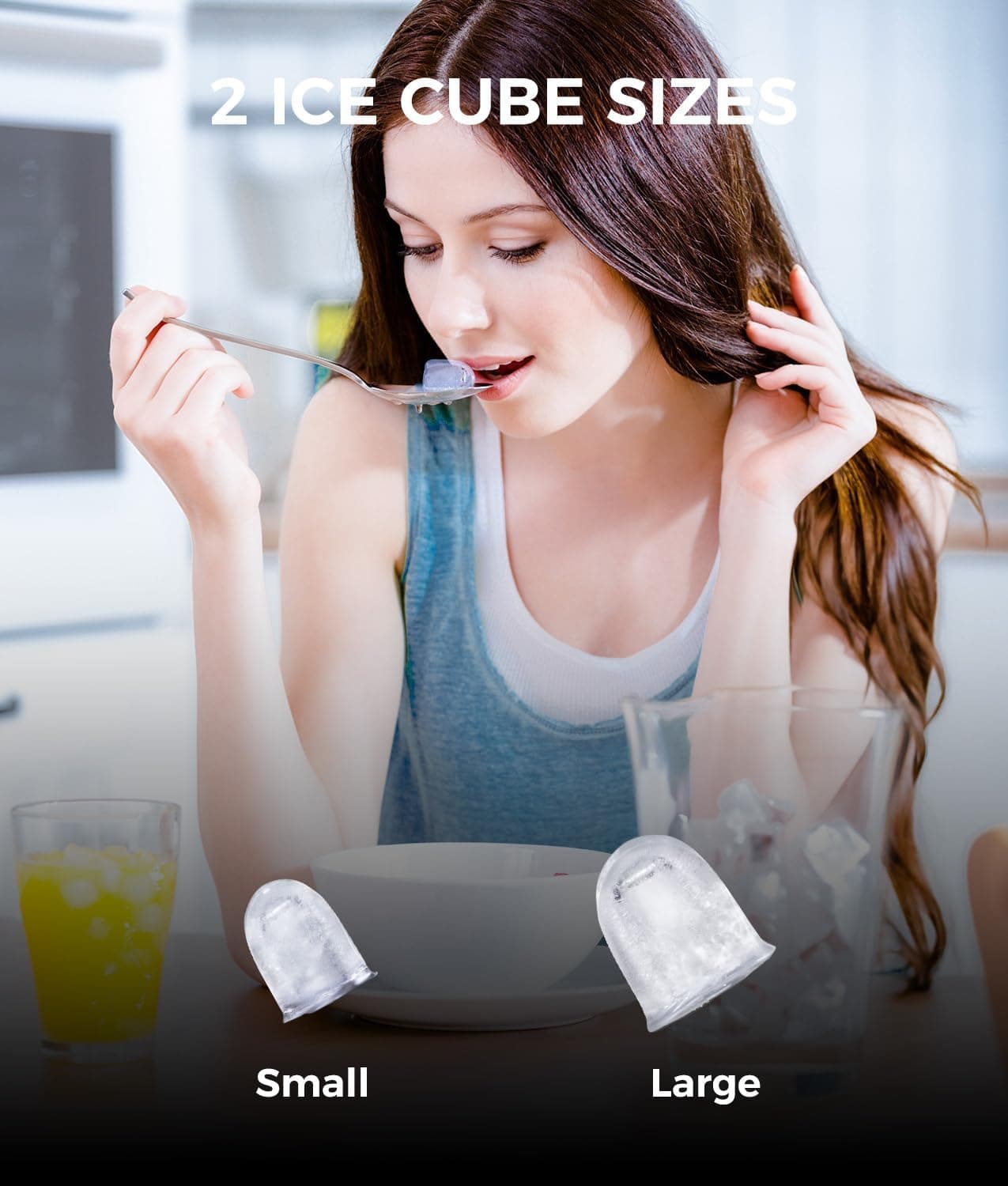 Ecozy 台面冰块机，便携式，自清洁，6分钟制成9个子弹冰块，24小时产冰26磅，带冰袋、手柄、立式铲和篮子，黑色，IM-BS261C 煤灰色 - Image 3