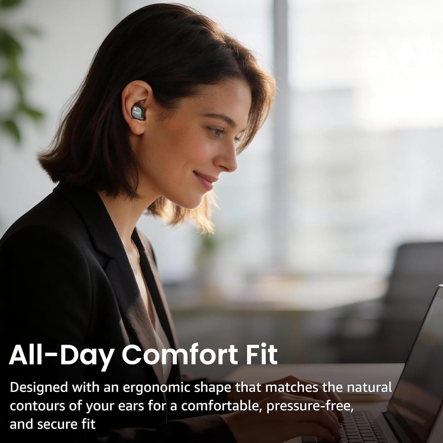 TOZO NC9 Hybrid Active Noise Cancelling Wireless Earbuds, 6 Mics ENC Clear Call, IPX8 Waterproof, in Ear Bluetooth 5.3 Headphones Stereo Bass Ear Buds 60H Playtime with LED Display 32 EQs via APP Dark Black Small Hybrid Active Noise Cancelling Wireless Earbuds - Image 7