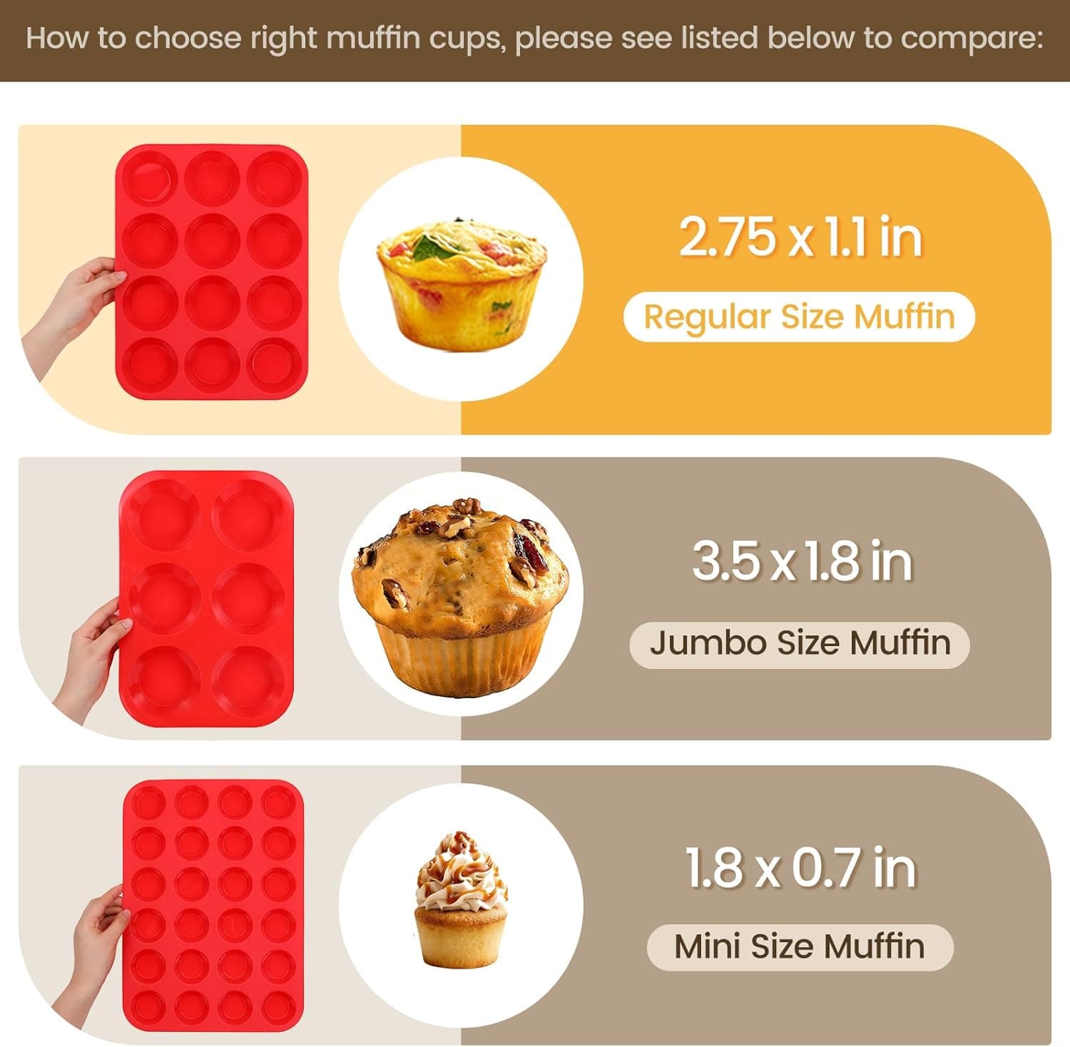 CAKETIME 12 Cups Silicone Muffin Pan - Nonstick Cupcake Pan 1 Pack Regular Size Silicone Mold for Baking 1pc: 12-Cup Regular - Image 2