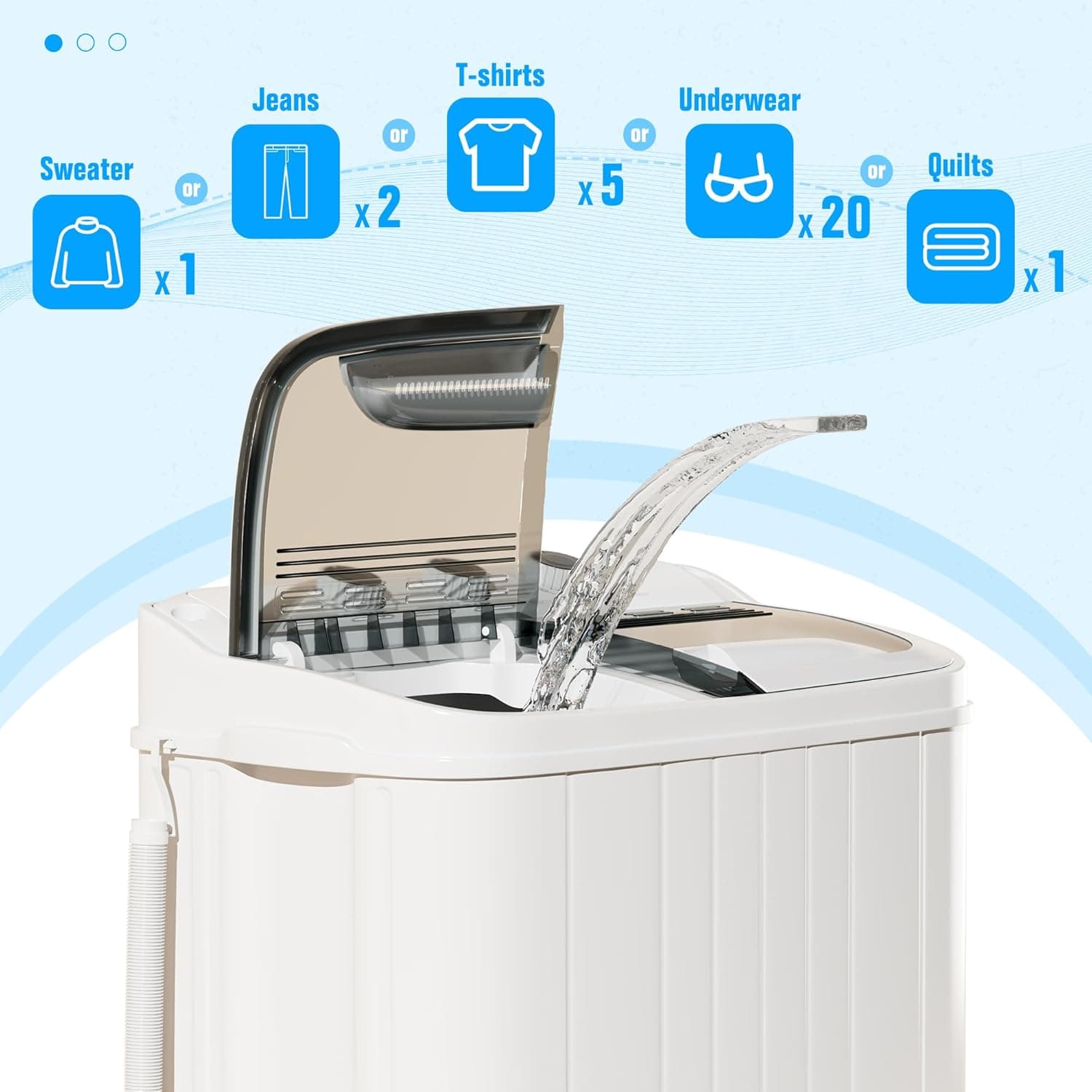 Pataku Portable Washing Machine, 17.6 Lbs Compact Mini Washer and Dryer Combo,Twin Tub Laundry Washer with Spin Cycle, Soaking Function Ideal for Apartment, Dorms, RVs Camping, Grey Grey 17.6LBS - Image 9
