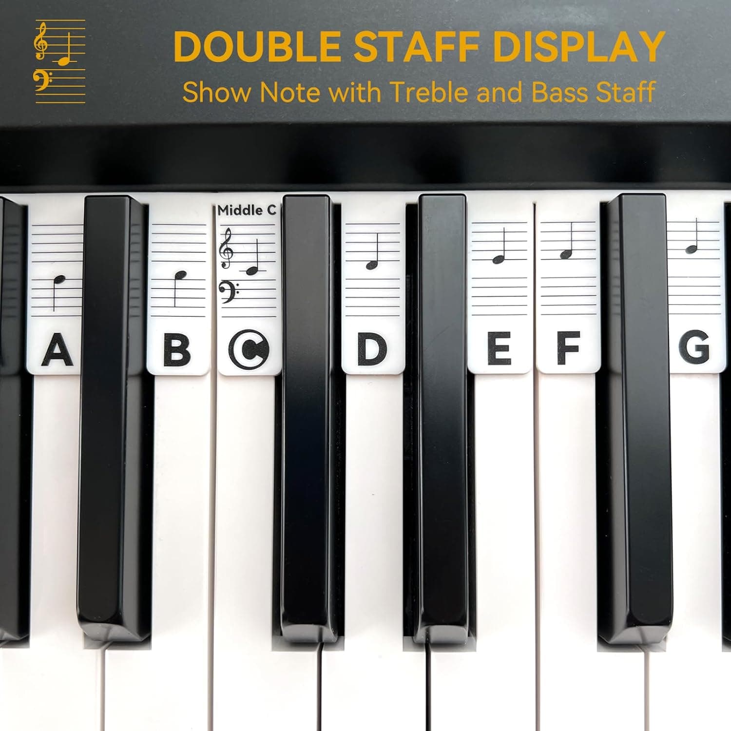 Piano Notes Guide for Beginner, Removable Piano Keyboard Note Labels for Learning, 88-Key Full Size, Made of Silicone, No Need Stickers, Reusable and Comes with Box (Classic Black） - Image 6