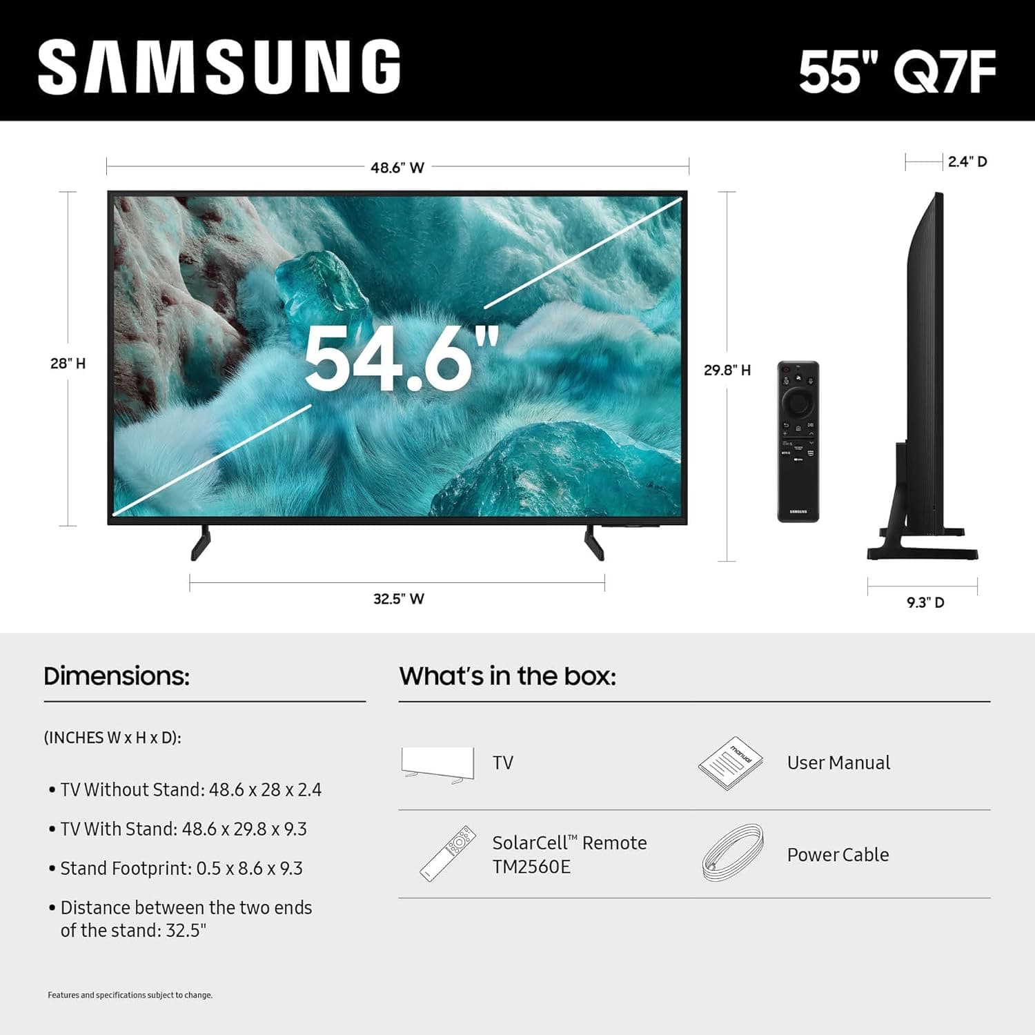 Samsung 55-Inch Class QLED Q7F Series Samsung Vision AI Smart TV (2025 Model, 55Q7F) Quantum HDR, Object Tracking Sound Lite, Q4 AI Gen1 Processor, 4K upscaling, Gaming Hub, Alexa Built-in 55-Inch TV Only - Image 3