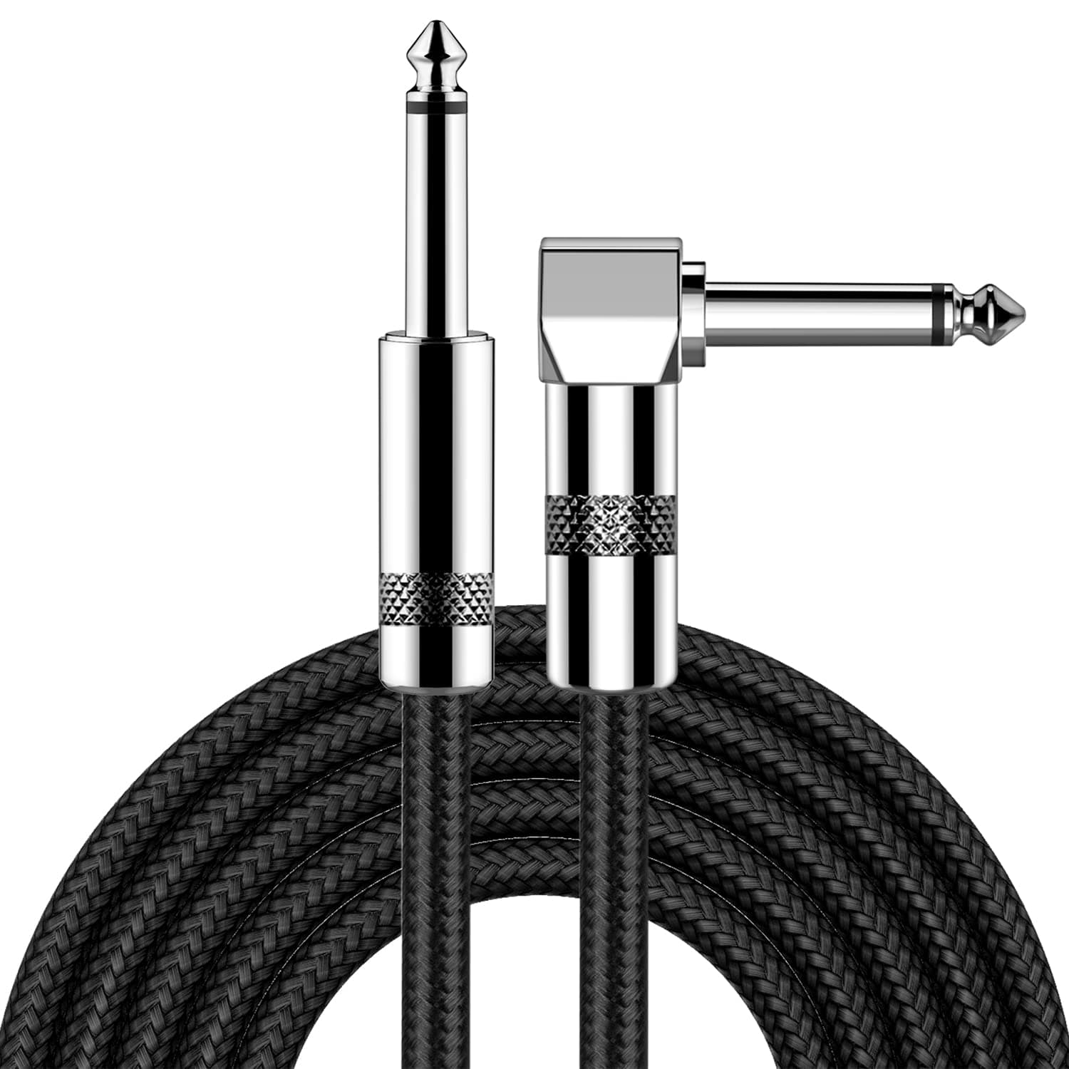 New Bee Guitar Cable 10ft Electric Instrument Bass AMP Cord for Electric Mandolin, Pro Audio (Right Angle to Straight, Black) 10FT Right - Image 2