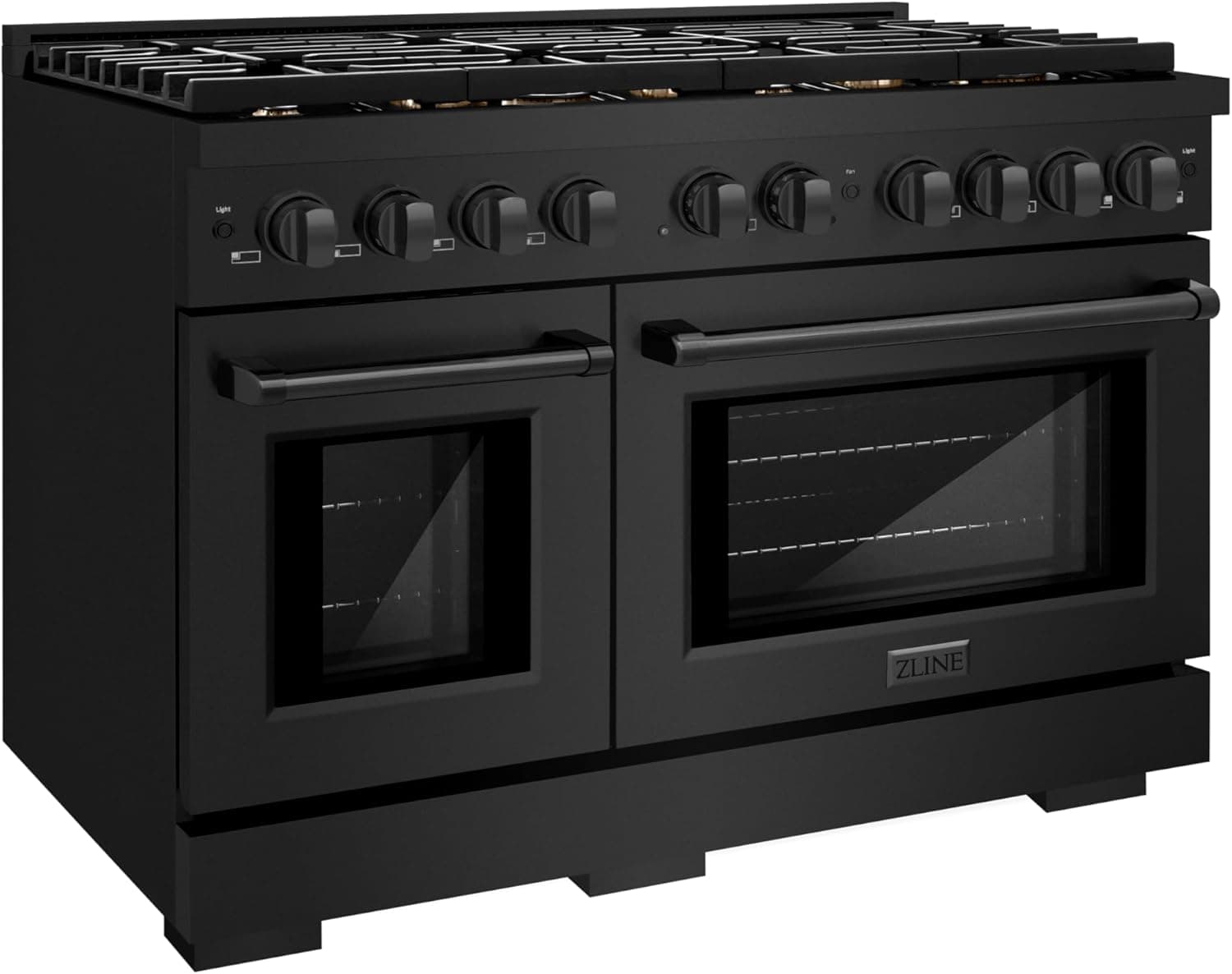 ZLINE 48 in. 6.7 cu. ft. Paramount Double Oven Gas Range in Black Stainless Steel with 8 Brass Burners (SGRB-BR-48) - Image 3