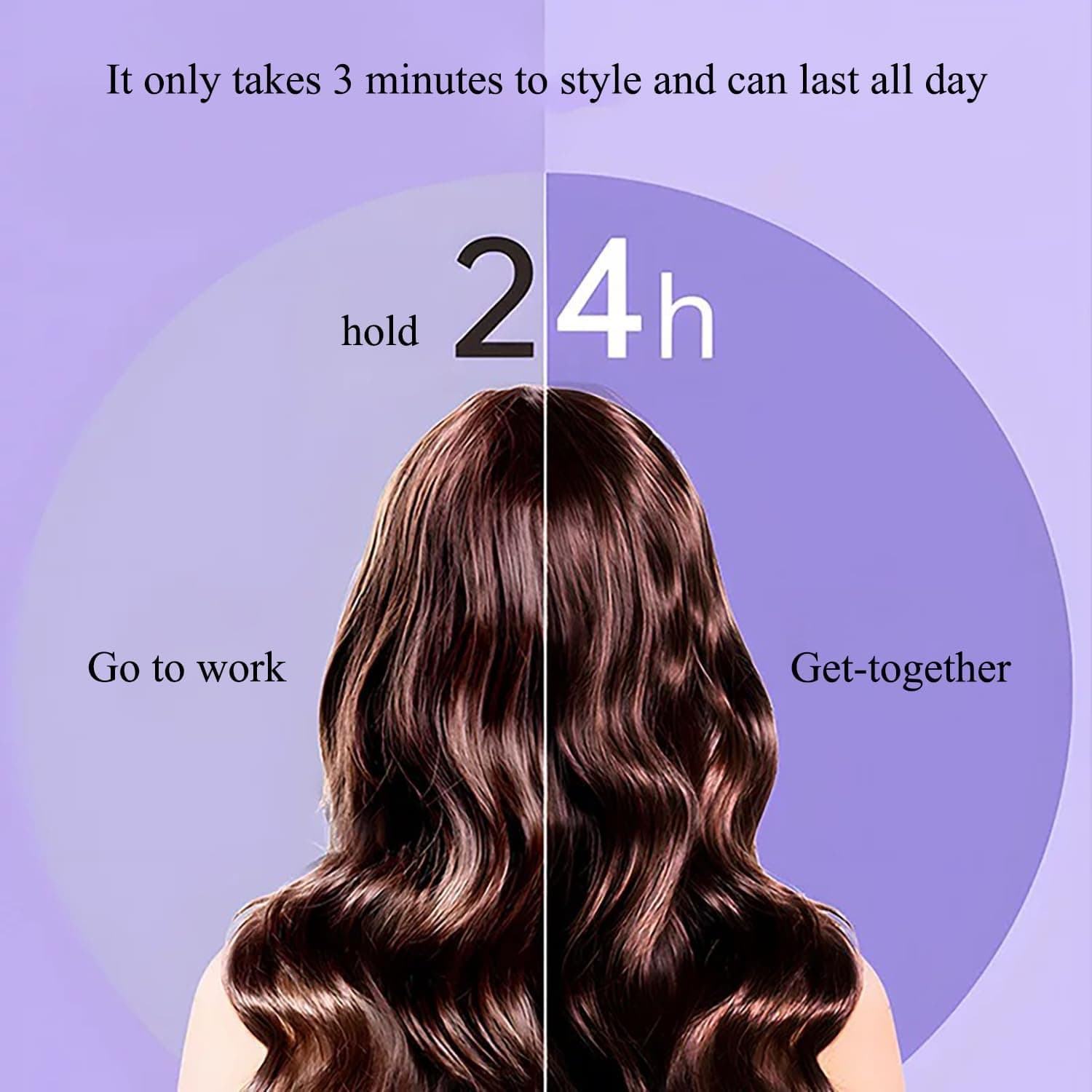 Automatic Hair Curler, 4 Temperature & 3 Timer Settings, Auto Shut-Off, Anti-Scald, Rotating Curling Wand Purple - Image 5