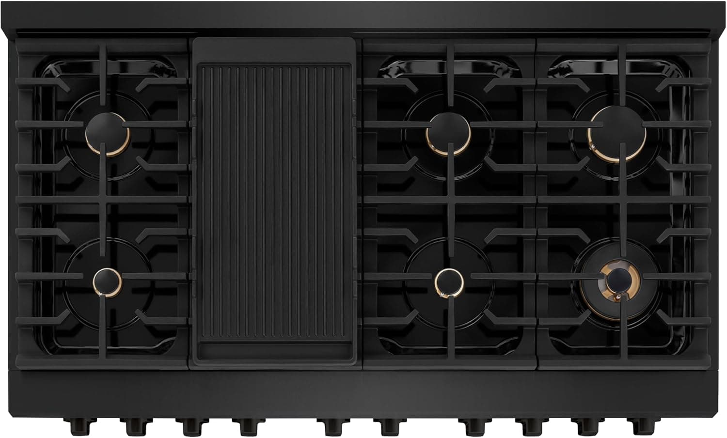 ZLINE 48 in. 6.7 cu. ft. Paramount Double Oven Gas Range in Black Stainless Steel with 8 Brass Burners (SGRB-BR-48) - Image 4