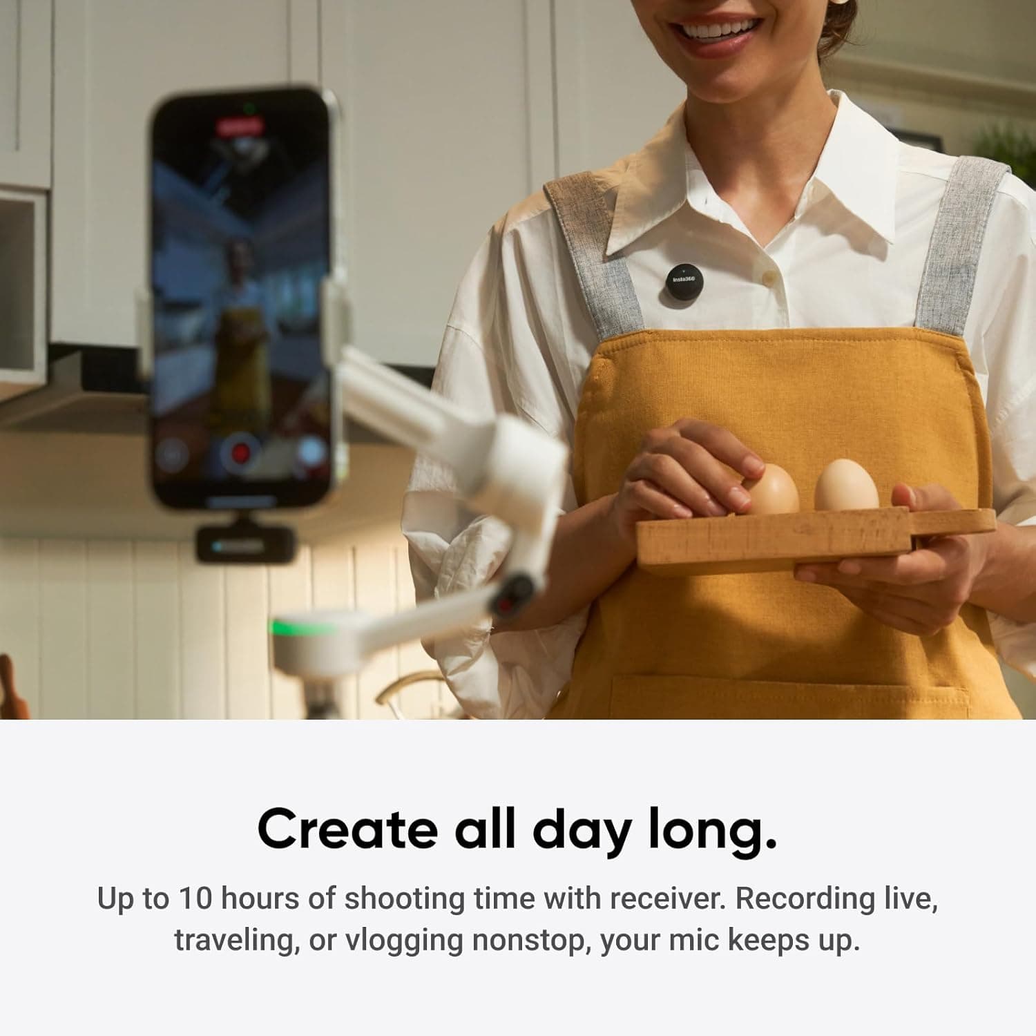 Transmisor Insta360 Mic Air, 7.9g Ultraligero, Micrófono Inalámbrico, Cancelación de Ruido, Vlog, Streaming, Compatible con X5/X4/X4 Air/Ace Pro 2/GO Ultra - Image 8
