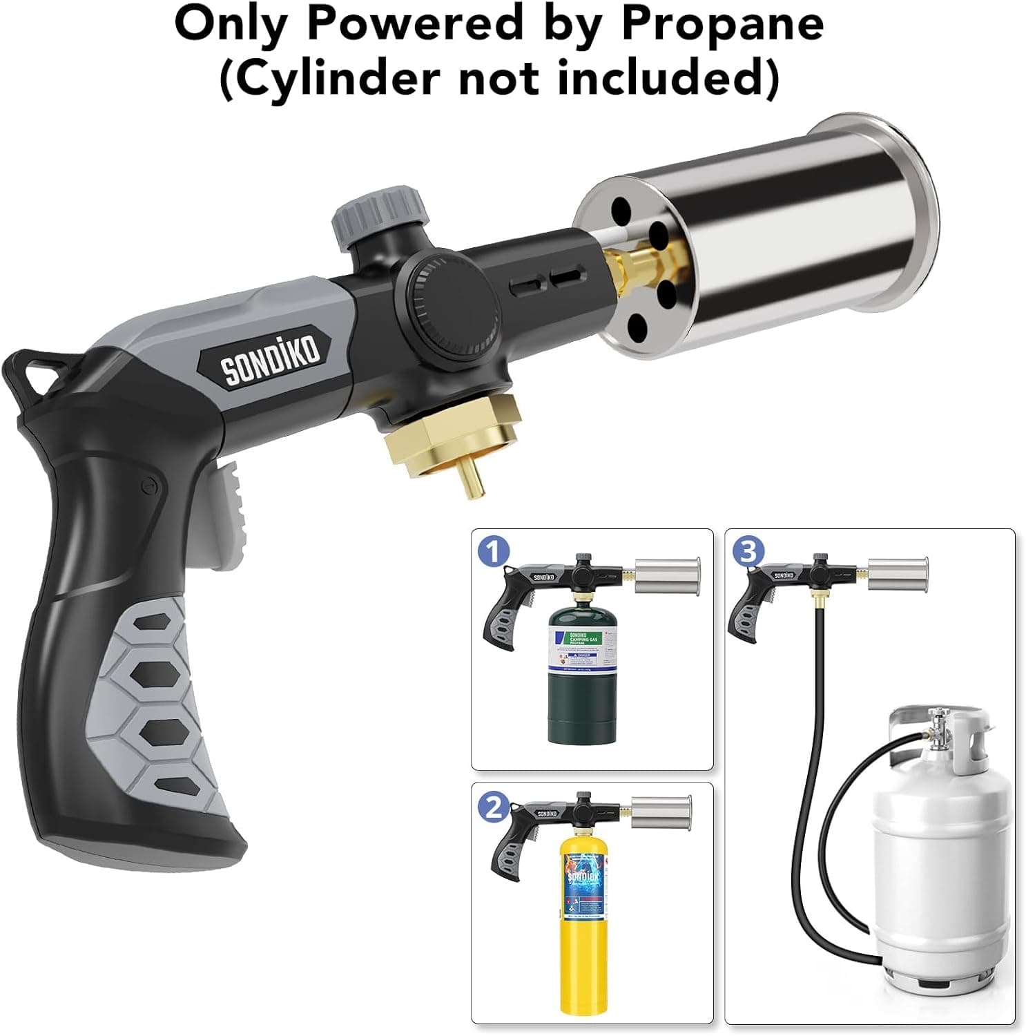 Sondiko Đèn Khò Gas & Nấu Ăn Mạnh Mẽ L8010, Sous Vide, Khởi Động Lửa Trại, Đèn Khò Gỗ Điều Chỉnh cho Searing S - Image 5