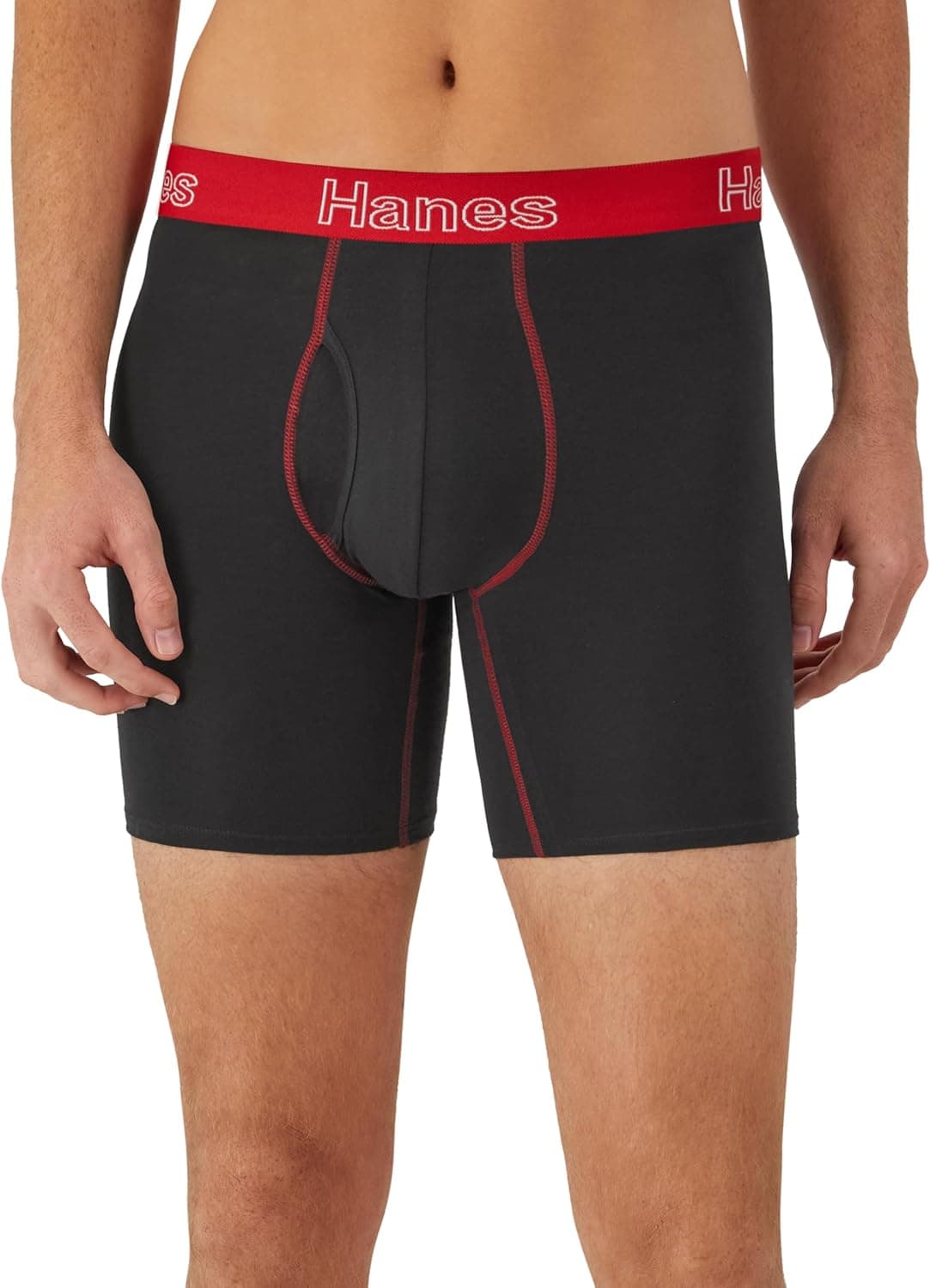 Hanes Men's Underwear, Stretch Cotton Boxer Briefs for Men, Moisture-wicking, Multi-Pack XX-Large Black Color Band - 6 Pack 6 - Image 2