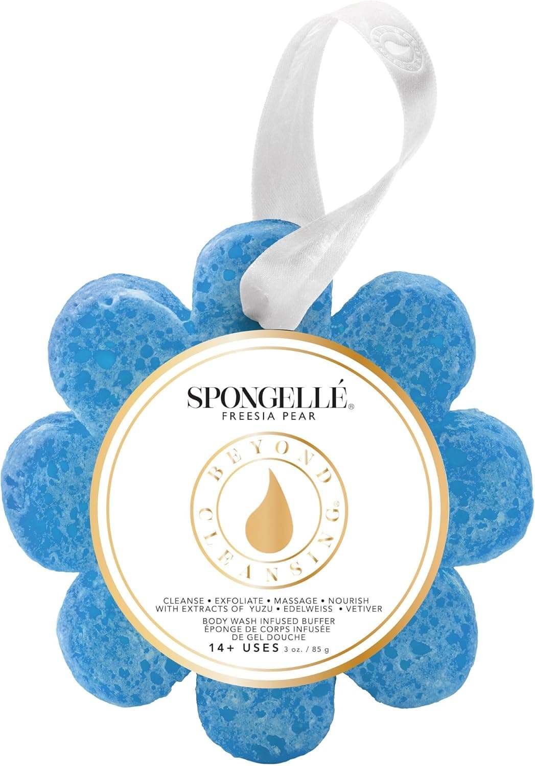Spongelle Freesia Pear Wild Flower Buffer Body Scrubber | Bath & Shower Loofah for Women | Exfoliator with Body Wash Infused Sponge | 14+ uses Freesia Pear 1 Count (Pack of 1) - Image 2