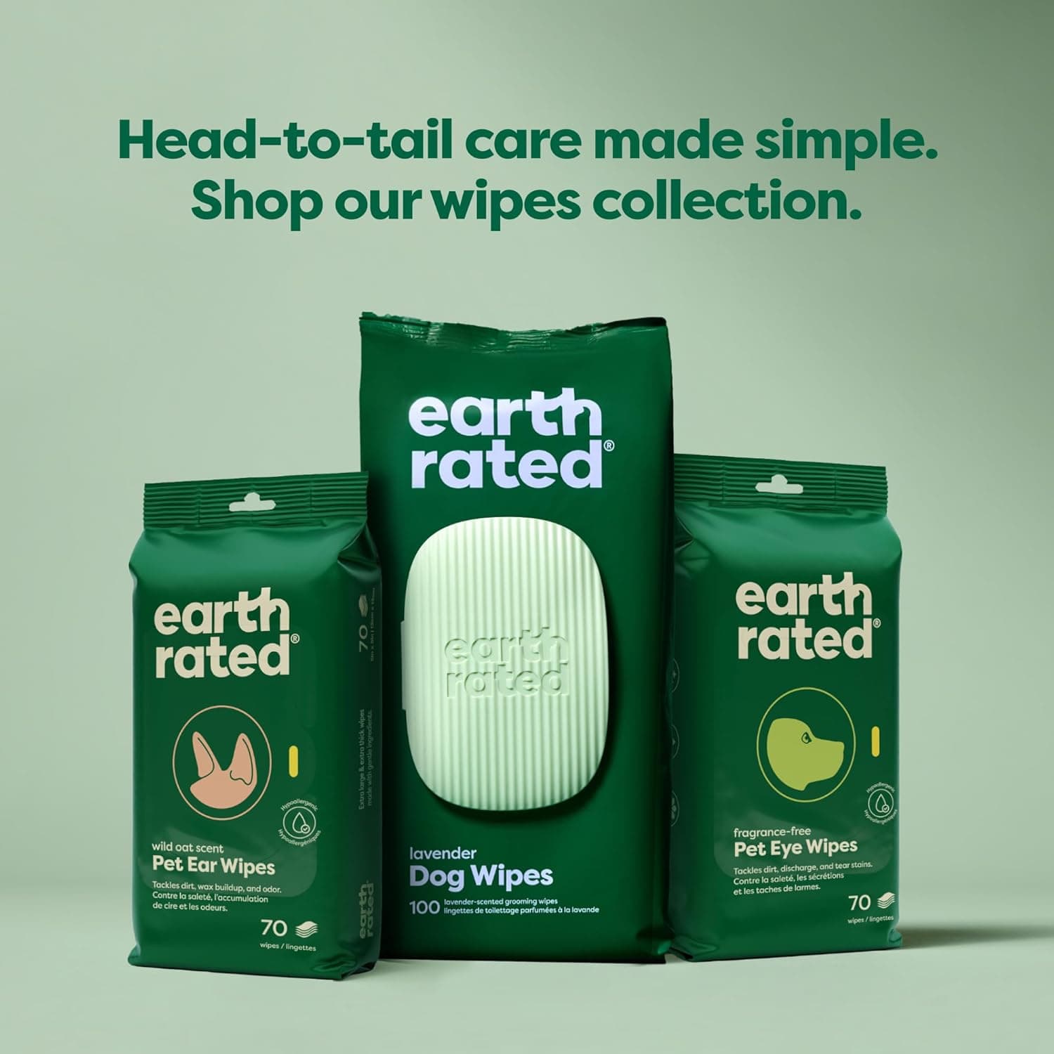 Earth Rated Pet Wipes for Dogs and Cats, Hypoallergenic, Cleaning and Hydrating, for Grooming Paws, Body and Butt, Unscented, 100 Count 100 Grooming Wipes Unscented - Image 12