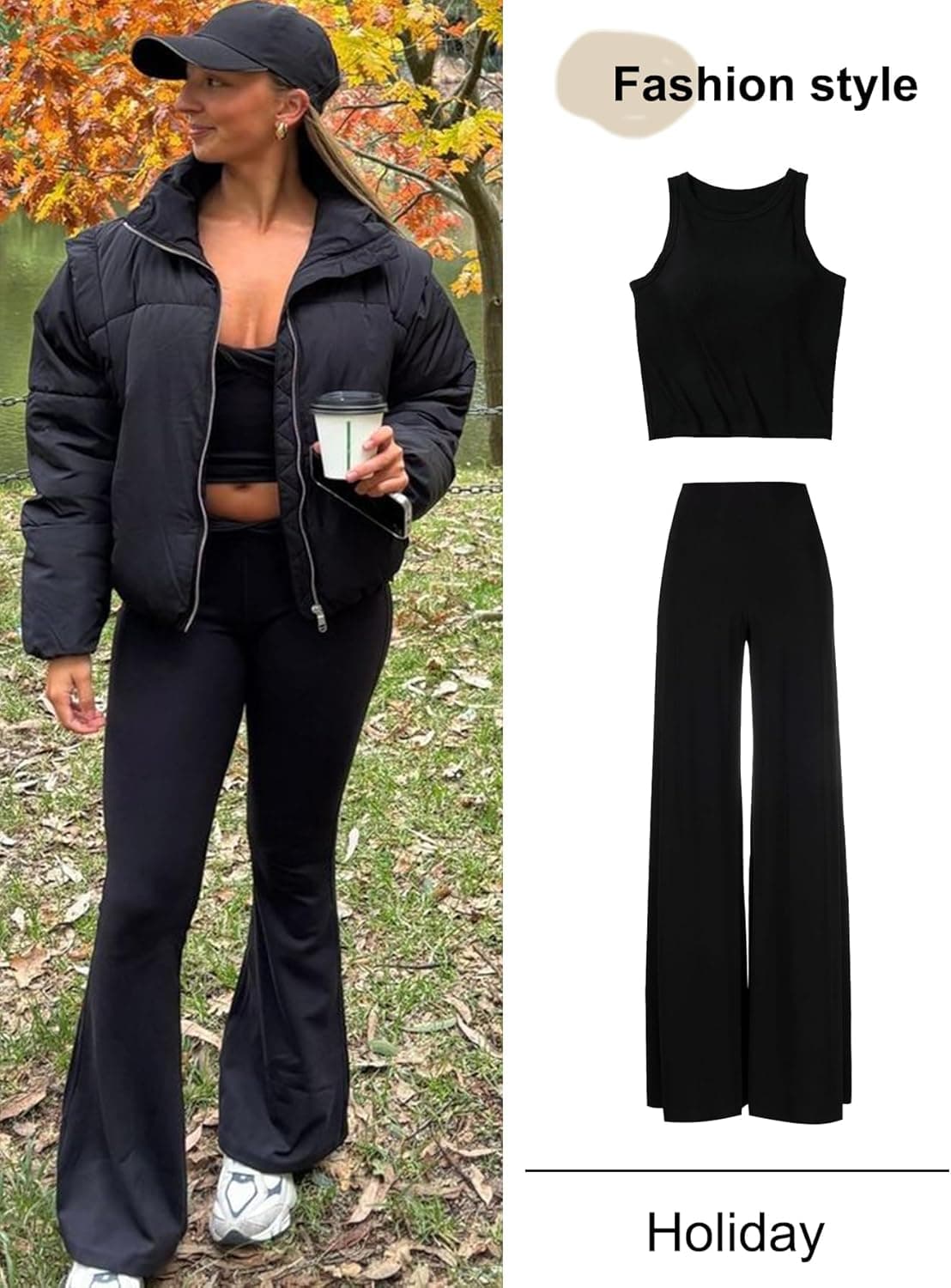 Gihuo Women’s Winter Cropped Puffer Jacket Coat Short Warm Quilted Jacket 2025 Medium Black - Image 6