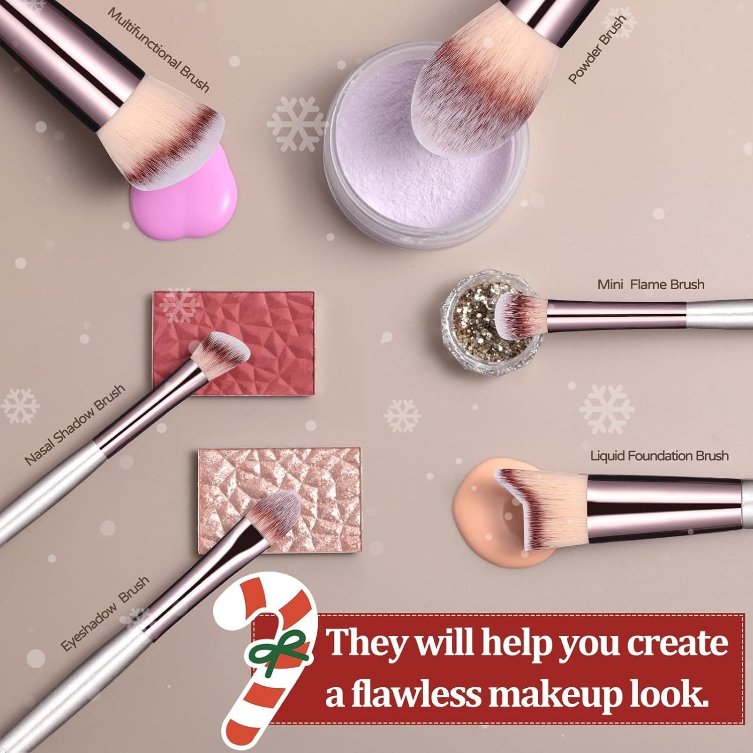 BS-MALL Makeup Brush Set 18 Pcs Premium Synthetic Foundation Powder Concealers Eye shadows Blush Makeup Brushes with black case A-Champagne - Image 6