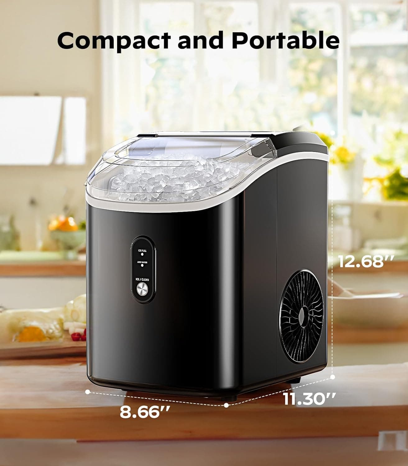 Nugget Ice Maker Countertop, Silonn Chewable Pellet Ice Machine with Self-Cleanin Function, 33lbs/24H Portable Ice Makers for Home Kitchen Officce, Black Black-transparent 33lbs - Image 8