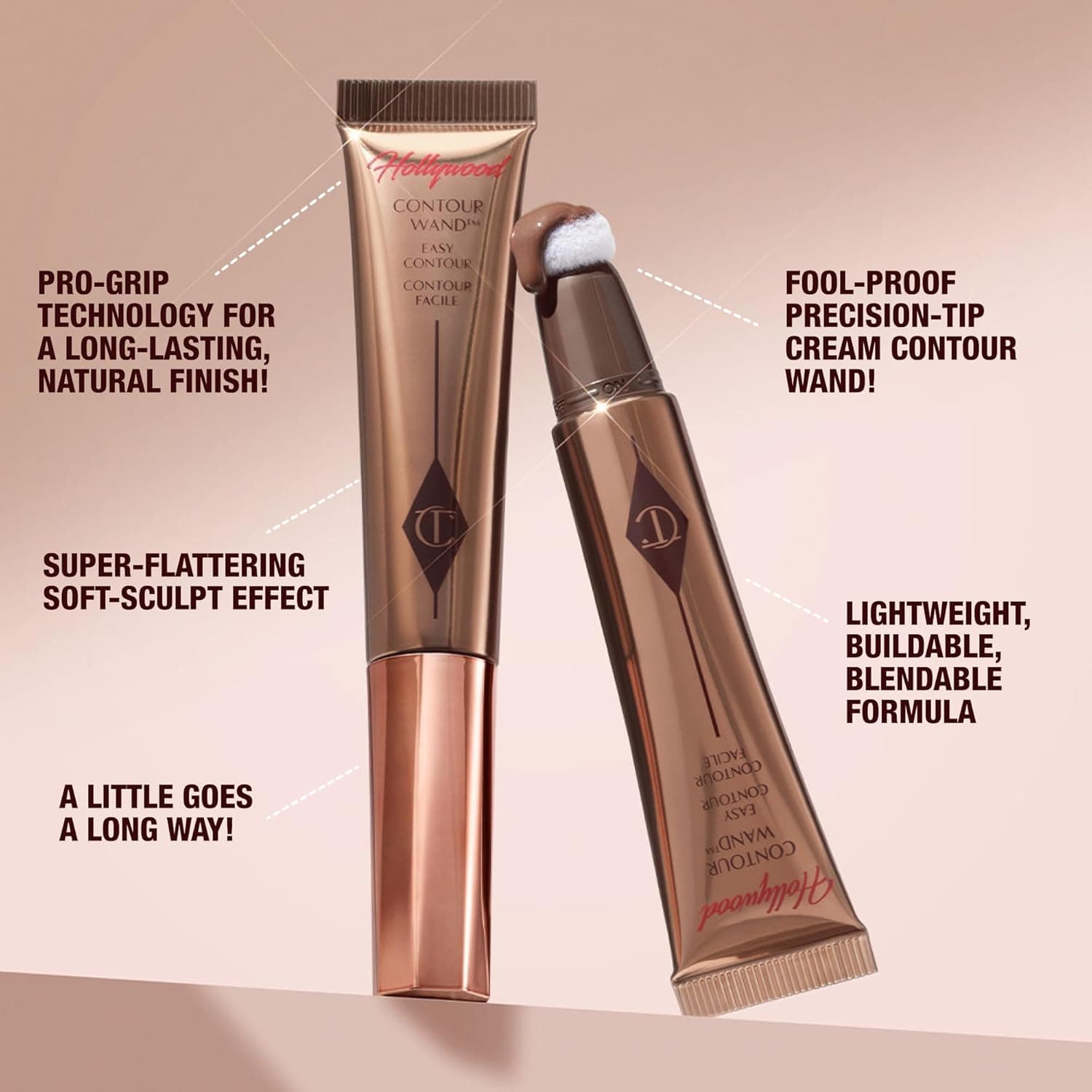 Charlotte Tilbury Hollywood Liquid Contour Wand - Easy-to-Use Contour Stick & Liquid Bronzer for Sculpting & Shaping - Leaves a Natural-Looking Sculpted Finish 02 Fair/Medium - fair-medium with cool neutral undertones - Image 7