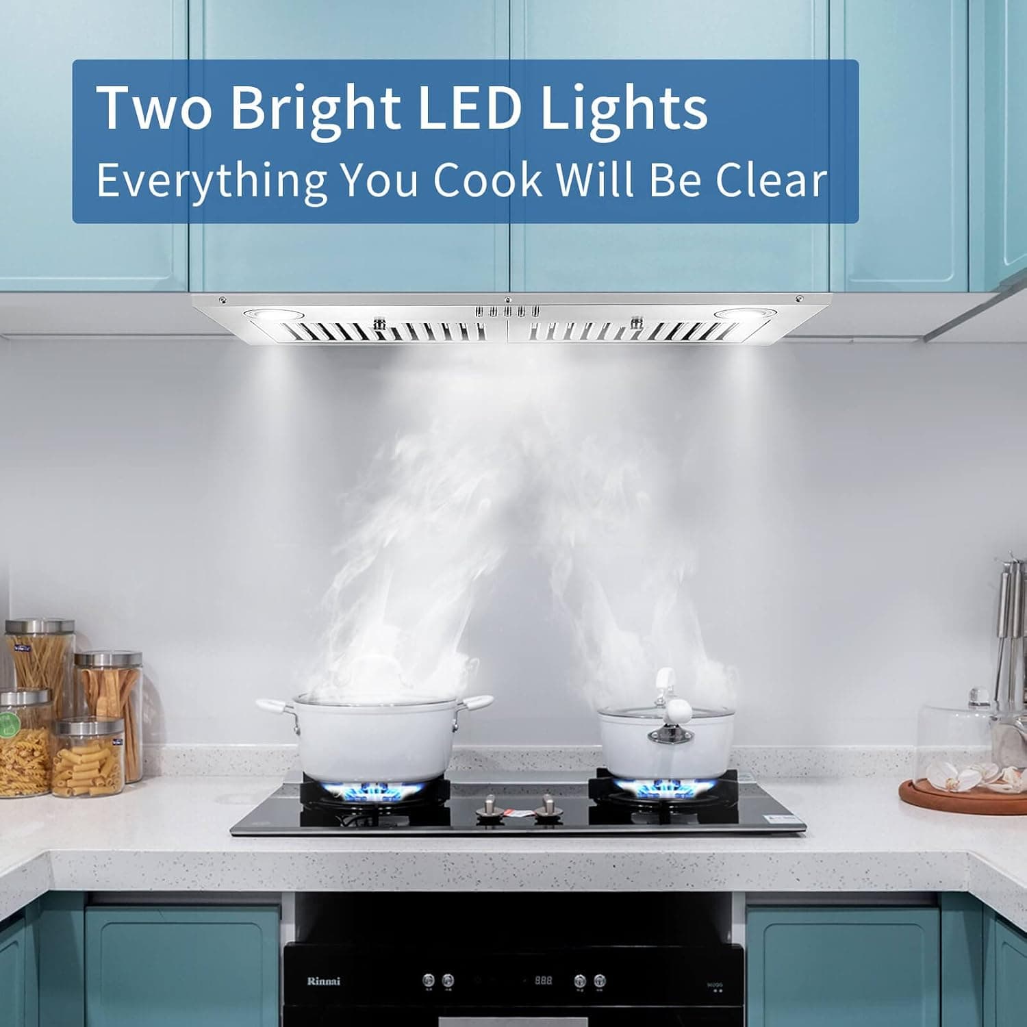 Range Hood Insert 30 inch,Stainless Steel Kitchen Vent Hood 600CFM,Built-in Kitchen Stove Hood w/Front Button Controls and Front LED Lights,Baffle Filters,Ducted/ductless Convertible Duct - Image 8