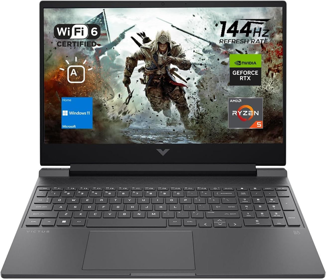 HP Victus 15 Gaming Laptop, 15.6" FHD 144Hz Display, AMD Ryzen 5 7535HS, 16GB DDR5 RAM, 512GB PCIe M.2 SSD, NVIDIA GeForce RTX 2050, HDMI, Webcam, Backlit Keyboard, Wi-Fi 6, Windows 11 Home, Silver 16GB RAM | 512GB SSD - Image 2