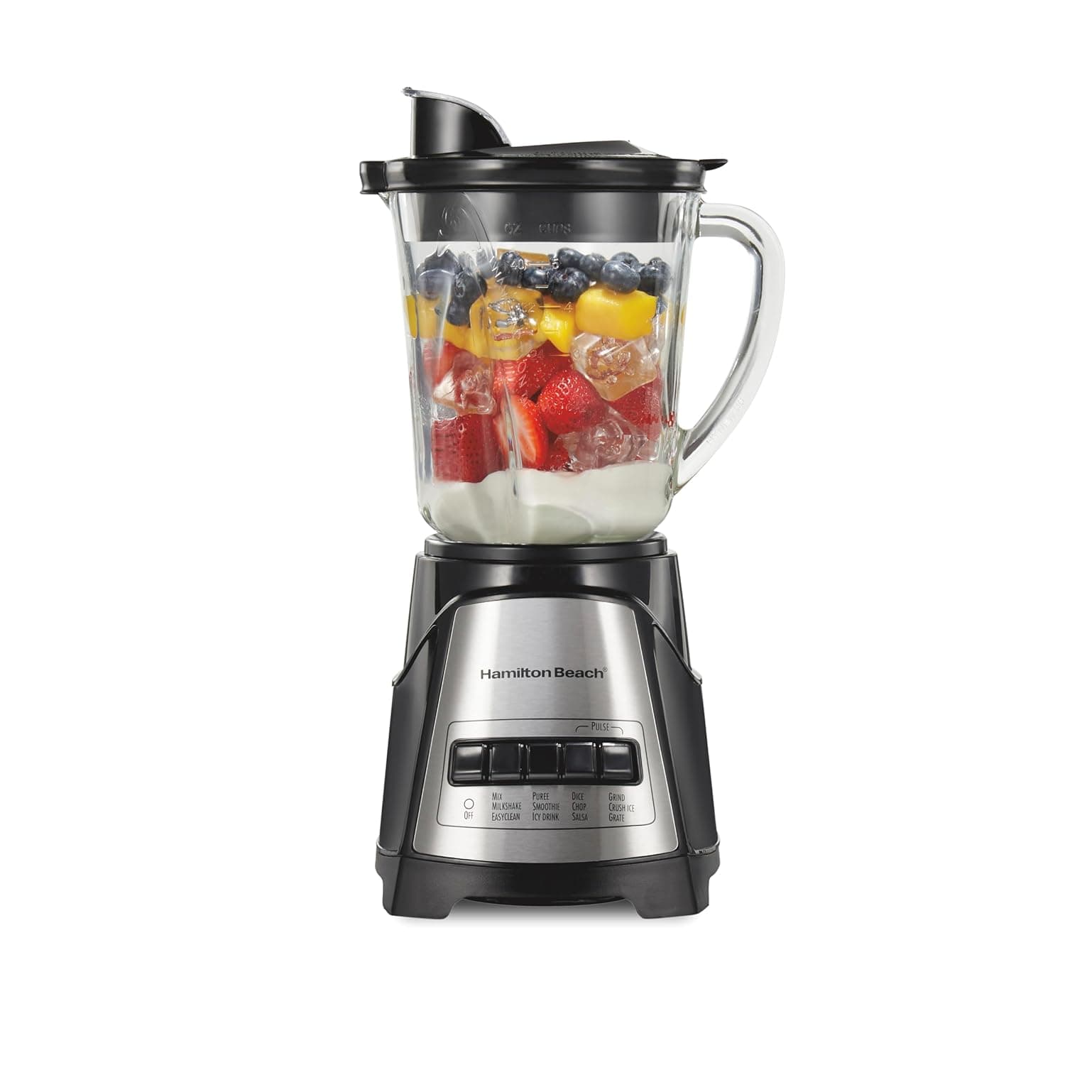 Hamilton Beach Power Elite Wave Action Blender For Smoothies, 40 Oz Glass Jar, 12 Functions Including Puree, Crush Ice, 700 Watts - Black (58148A) 40 oz Jar Black - Image 2