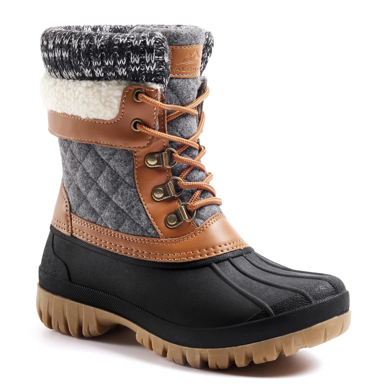 ALEADER Womens Winter Snow Boots | Waterproof Shell | Duck Boots 6 Brown Grey