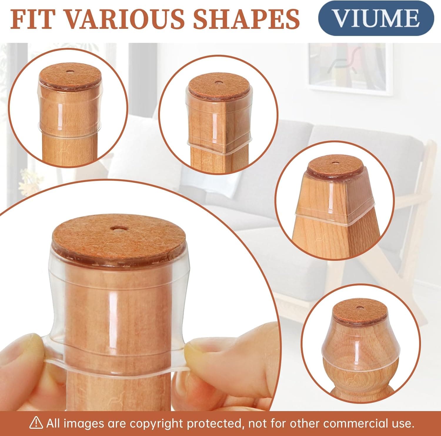24 Pcs Chair Leg Floor Protectors for Hardwood Floors Silicone Covers Felt Pads Furniture Leg Caps Anti-Scratch Reduce Noise Fit (1-5/16" to 2") Universal L Clear-24pcs - Image 5