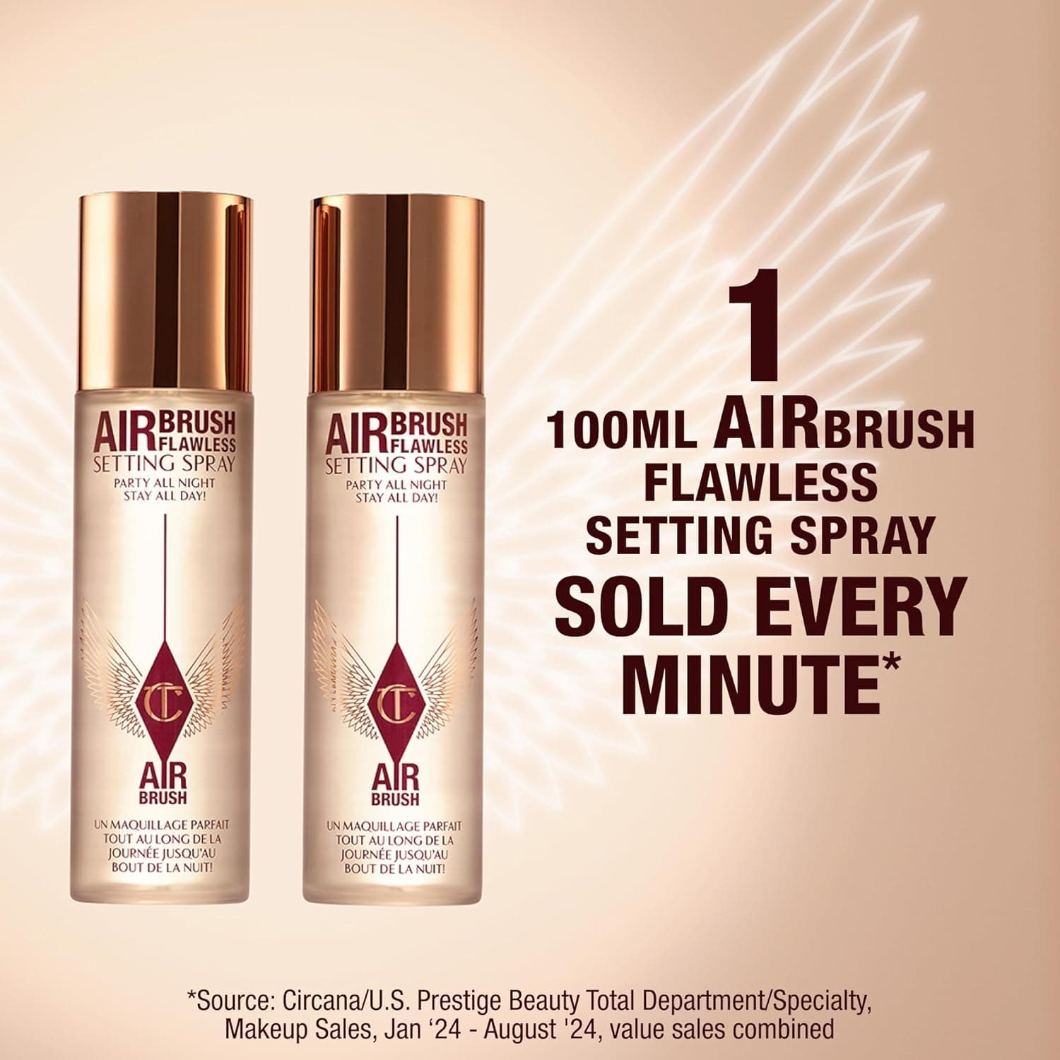 Charlotte Tilbury Airbrush Flawless Setting Spray - Ultra-Fine Hydrating Mist to Prime & Set Face Makeup For Up to 16Hr - Soothes, Blurs Pores & Calms Skin 3.38 Fl Oz (Pack of 1) - Image 7