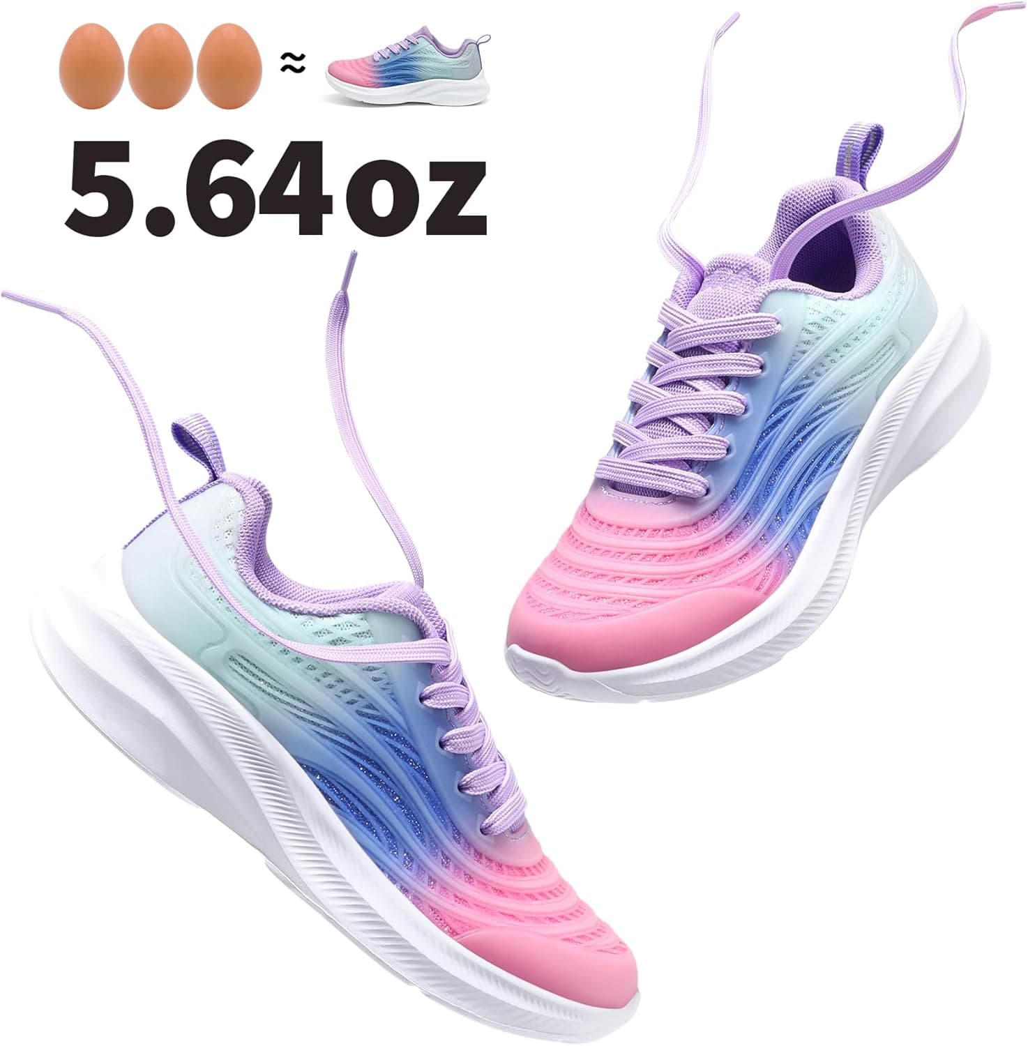 DREAM PAIRS Girls Boys Shoes Kids Lace up Tennis Sparkle Glitter Athletic Running Sneakers 12 Little Kid Pink/Blue/Light Green - Image 3