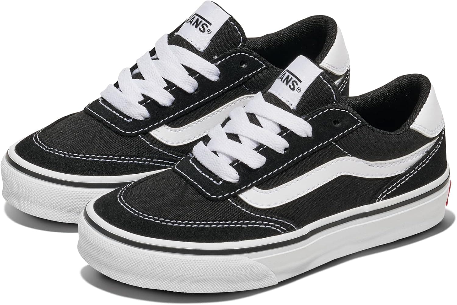 Vans Kids' Brooklyn LS Low-Top Sneakers 13.5 Little Kid Suede/Canvas Black/White - Image 3