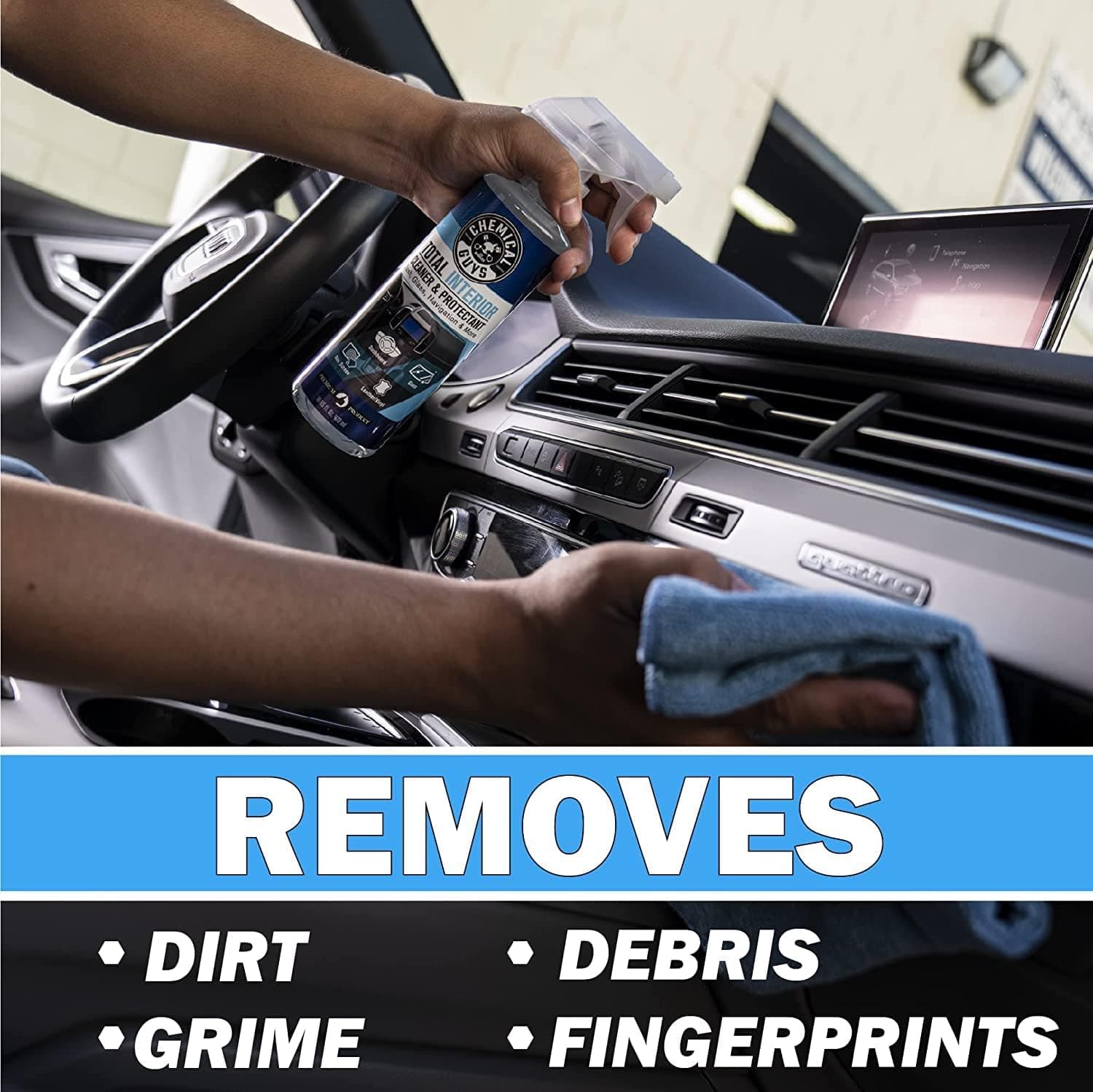 Chemical Guys Total Interior Cleaner & Protectant Limpiador Interior, Limpia y Protege Cuero, Vinilo, Plástico, Goma, Cristal con un Acabado Sin Rayas — Autos, Camiones, SUVs, RVs, 16 oz 16 Fl Oz (Paquete de 1) Fresco - Image 4