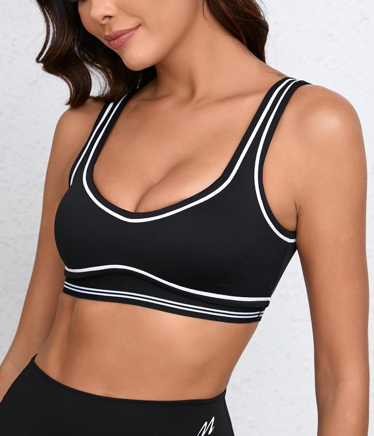 Move With You Women Sweetheart Padded Sports Bra- Workout Fitness Square Neck Low Back Yoga Bra Black Update Size Small - Image 4