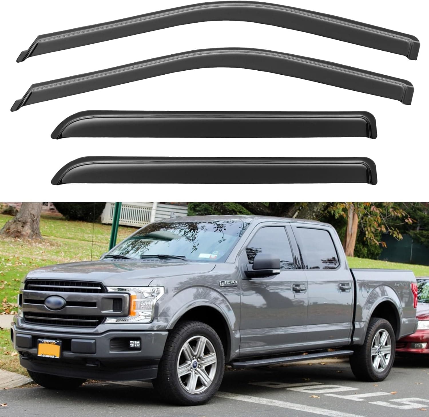 Deflectores de Ventana para Lluvia para Ford F150 SuperCrew 2015-2025, Sombrillas para Sol y Lluvia en Ventanas para 2017-2025 - Image 2
