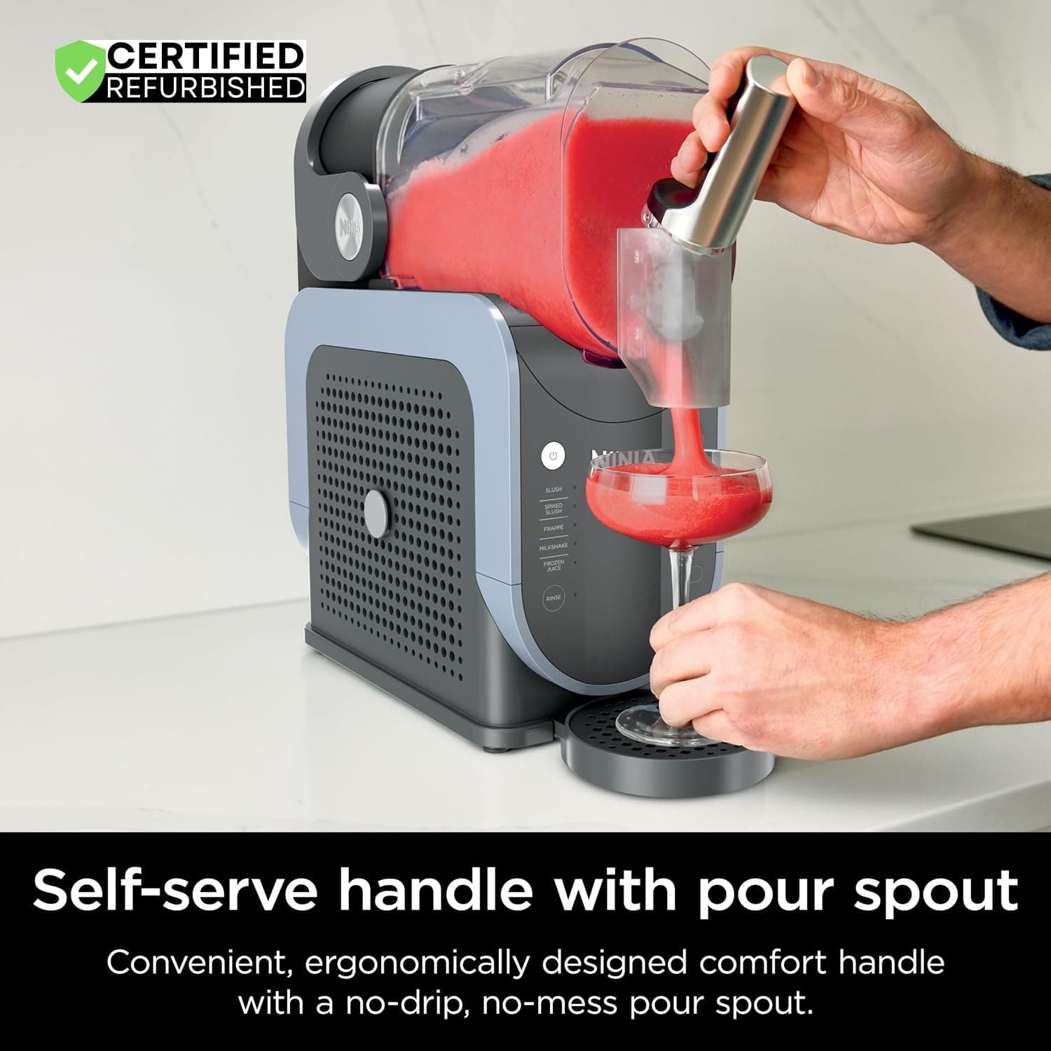 Ninja FS301 Professional Maker with RapidChill Technology, 88 oz Drink & Slushie Machine, 5 Preset Programs, Frozen Margaritas, Frappés, and More, Premium Accents, Black (Renewed) 88 oz & 5 Presets - Image 6