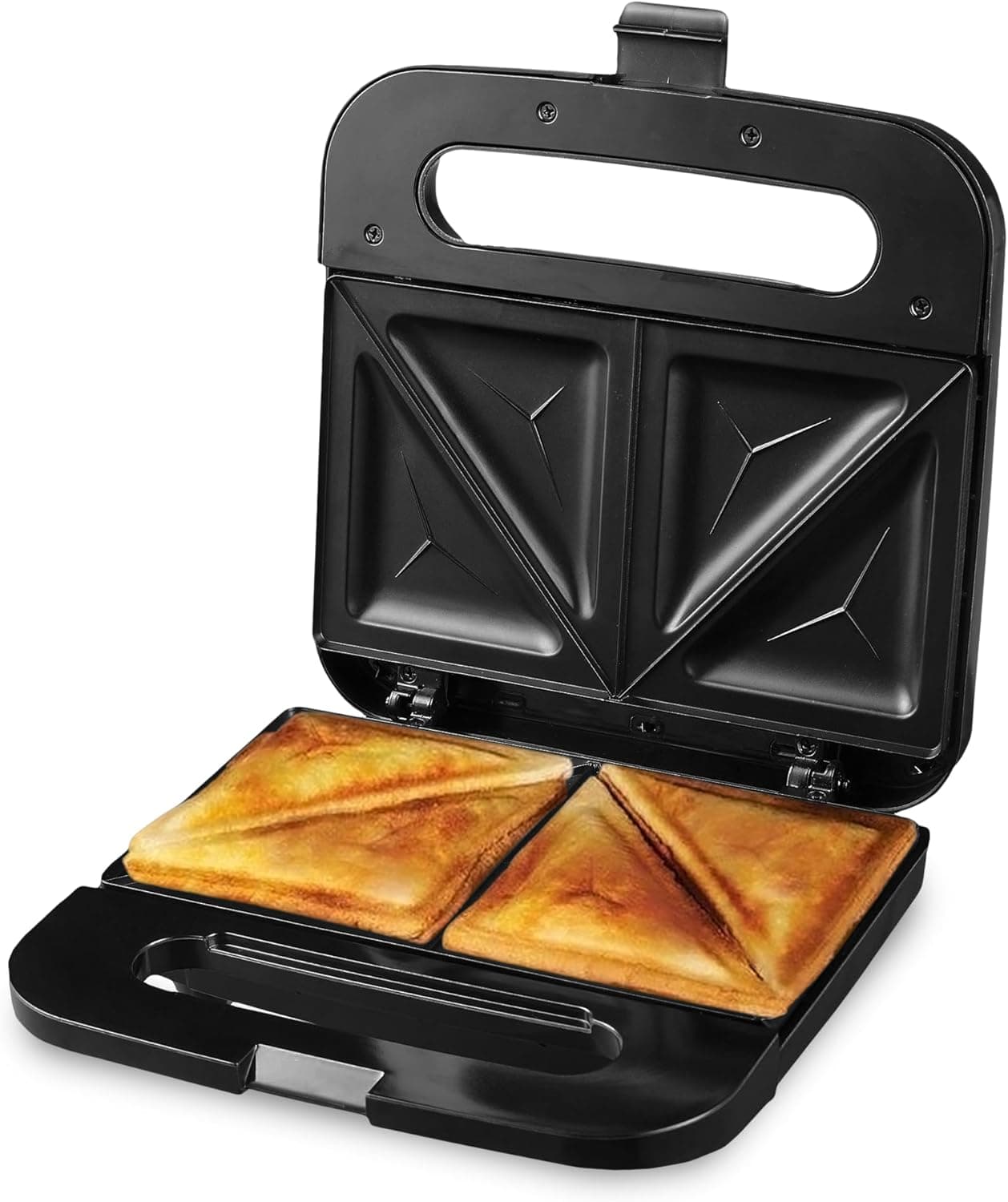 OVENTE Electric Sandwich Maker with Non-Stick Plates, Indicator Lights, Cool Touch Handle, Easy to Clean and Store, Perfect for Cooking Breakfast, Grilled Cheese, Tuna Melts and Snacks, Black GPS401B - Image 2