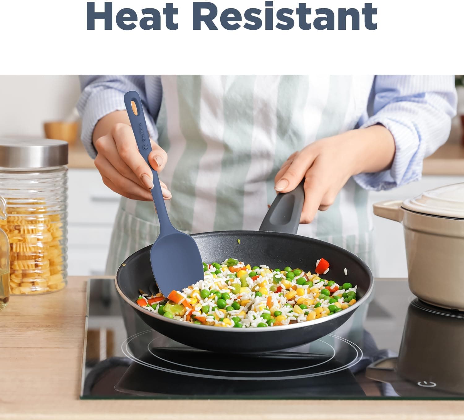 5 Piraso Silicone Spatula Set, Food Grade Rubber Spatula, Upgrade Strong Handle na may Ergonomic Grip, Heat Resistant Hanggang 600°F para sa Nonstick Cookware, Cooking Set-5 Neutral - Image 8