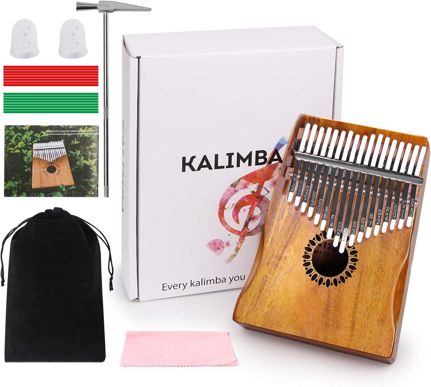Kalimba Thumb Piano 17 Keys, Portable Mbira Finger Piano Gifts for Kids and Adults Beginners Wood Wood 17 Keys - Image 9