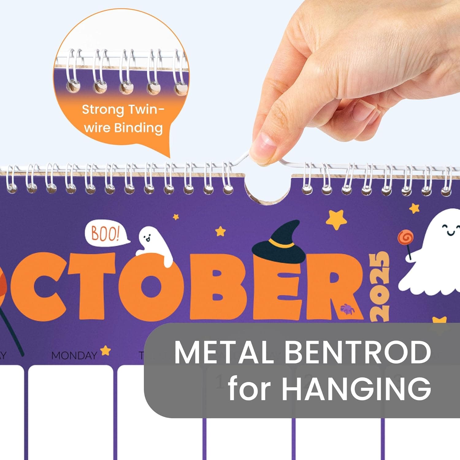 SUNEE 2026 Calendar- 18 Months Oct. 2025 - Mar. 2027, 14.5"x11.5" Big Grid Hanging Calendar 2026 with Note for Organizing & Planning, 2026 Wall Calendar with Note, Cute Cute 14.5x11.5 - Image 3